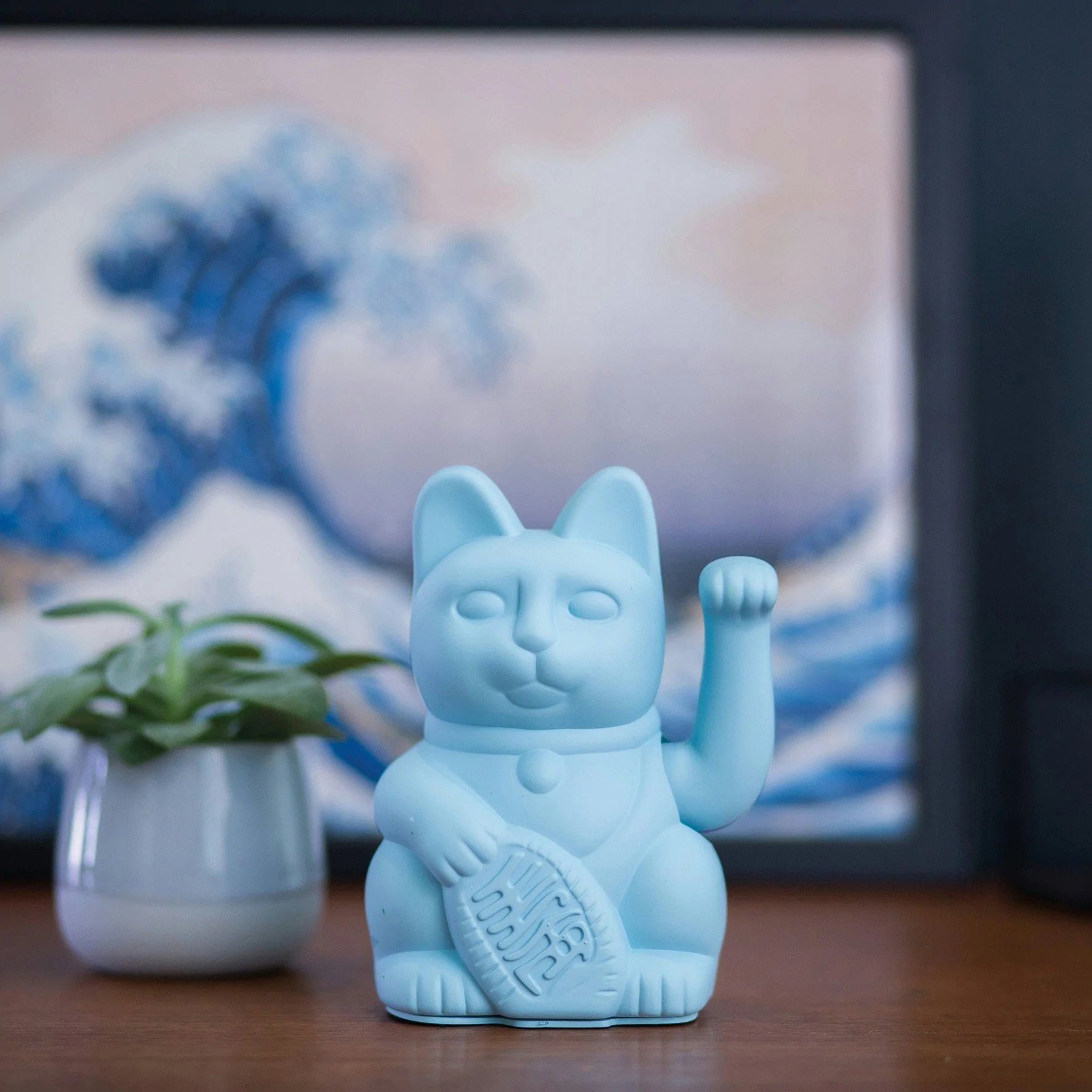 Donkey Products Dekofigur Donkey Lucky Cat Winkekatze blau