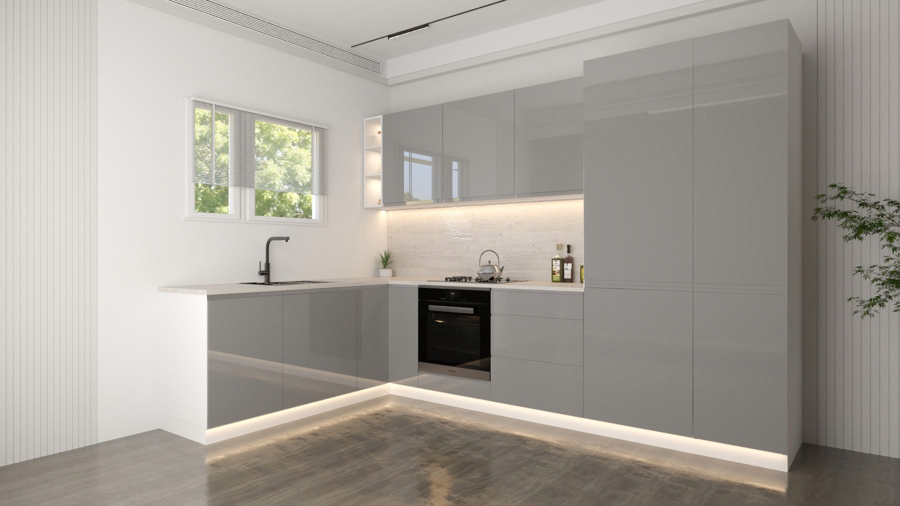 ROYAL24_MARKT Küchenzeile Velmora Winkelküche KÜ04 – Moderne L-Küche ohne Arbeitsplatte, (Komplett Set), Premium - Modern - Exzellent.