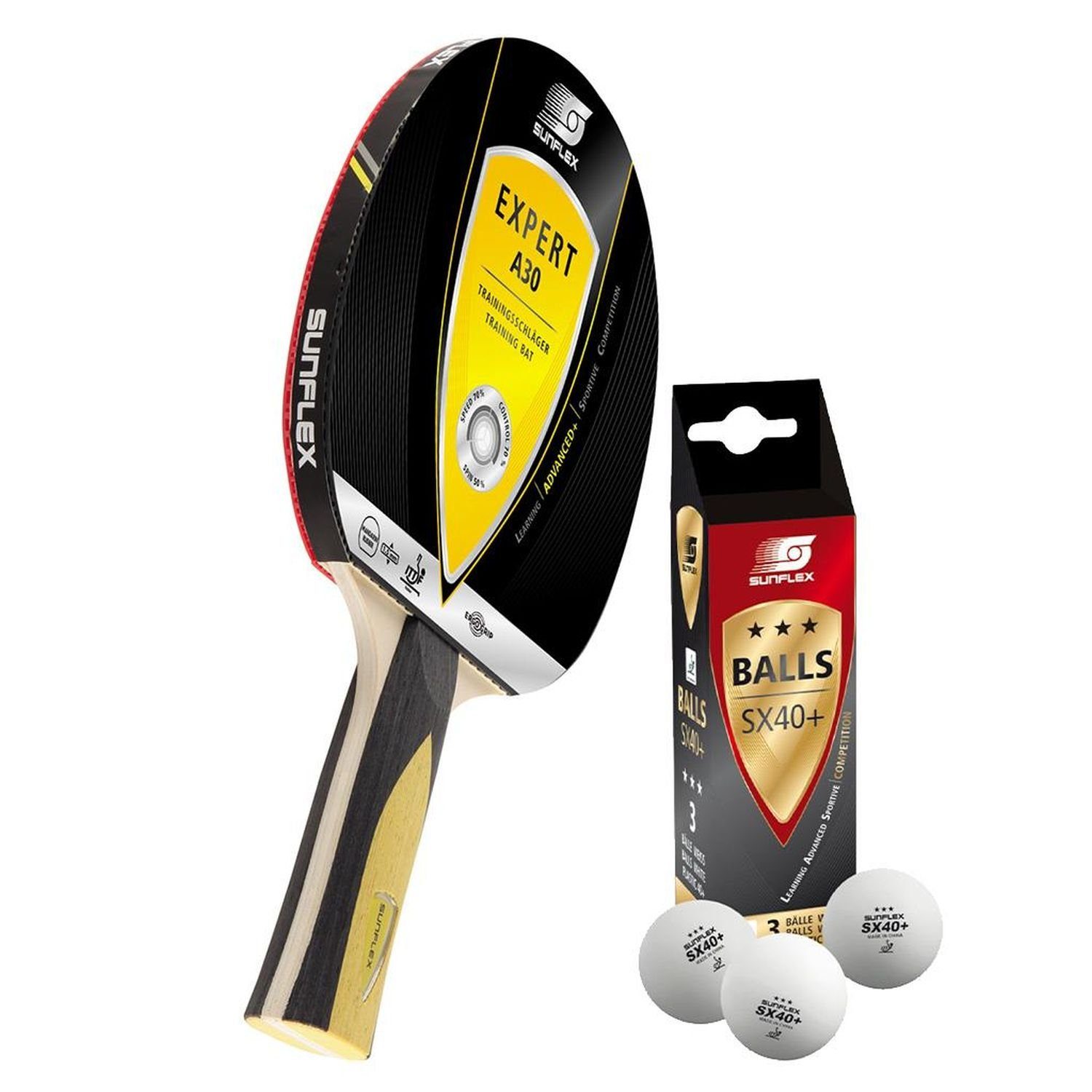 Tischtennisschläger Expert A30 + 3x SX+ Bälle