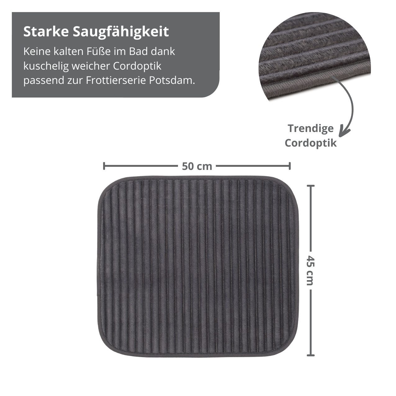 liebling Badematte Badvorleger, Badteppich, rutschhemmend beschichtet, fußbodenheizungsgeeignet, Polyester, quadratisch, starke Saugfähigkeit, für alle Bodenbeläge, in verschiedenen Farben