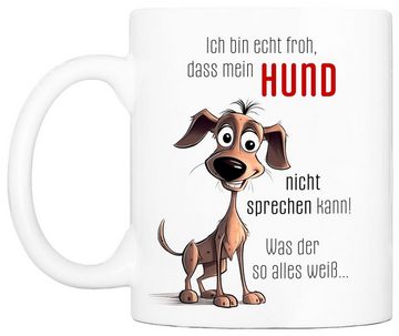 Cadouri Tasse NICHT SPRECHEN Kaffeetasse mit Spruch - für Hundefreunde, Keramik, mit Hundespruch, beidseitig bedruckt, handgefertigt, Geschenk, 330 ml