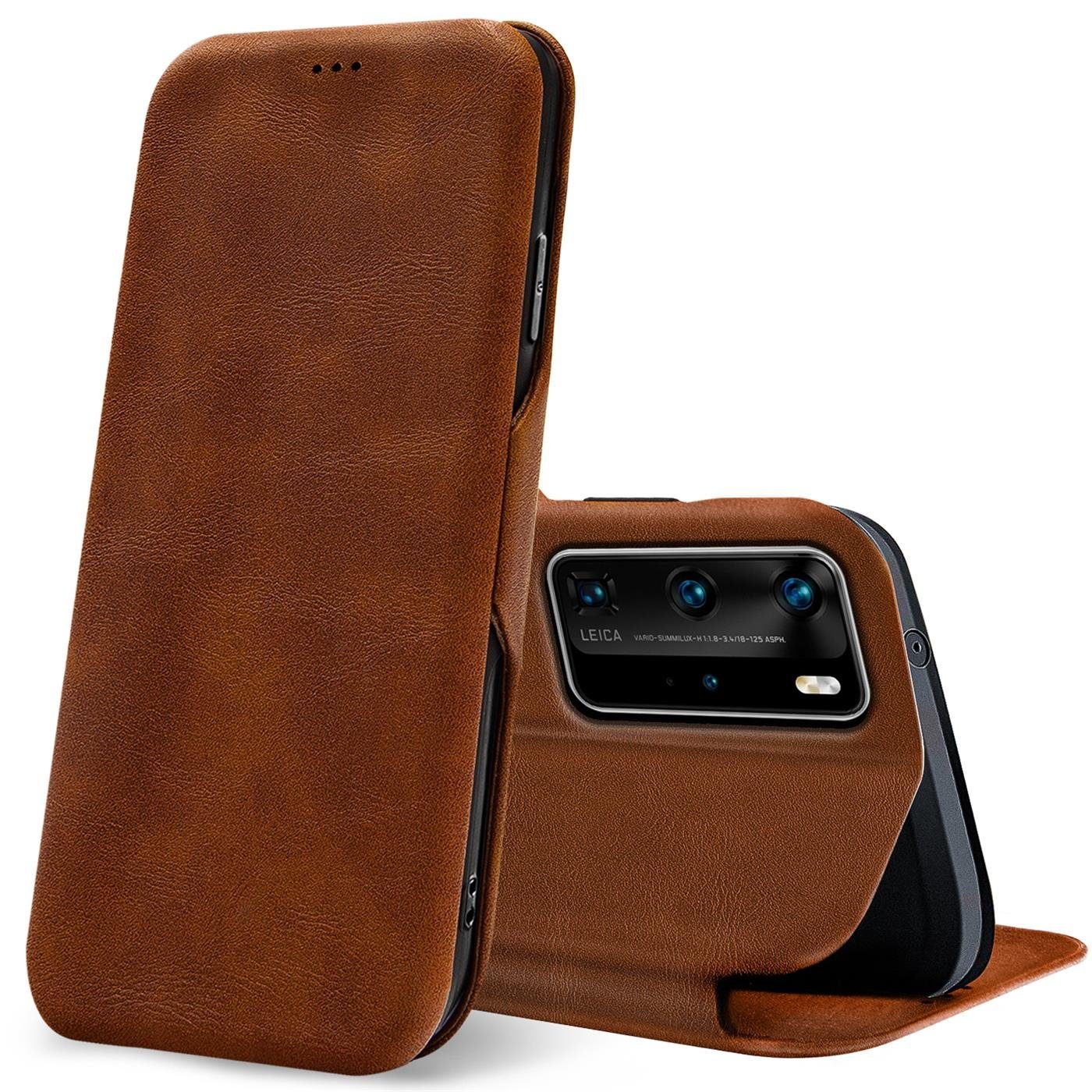Xinyunew Cover A Libro In Pelle PU Per Huawei P40 Pro – Custodia Con Porte Tessere E Funzione Supporto – Blu - 4