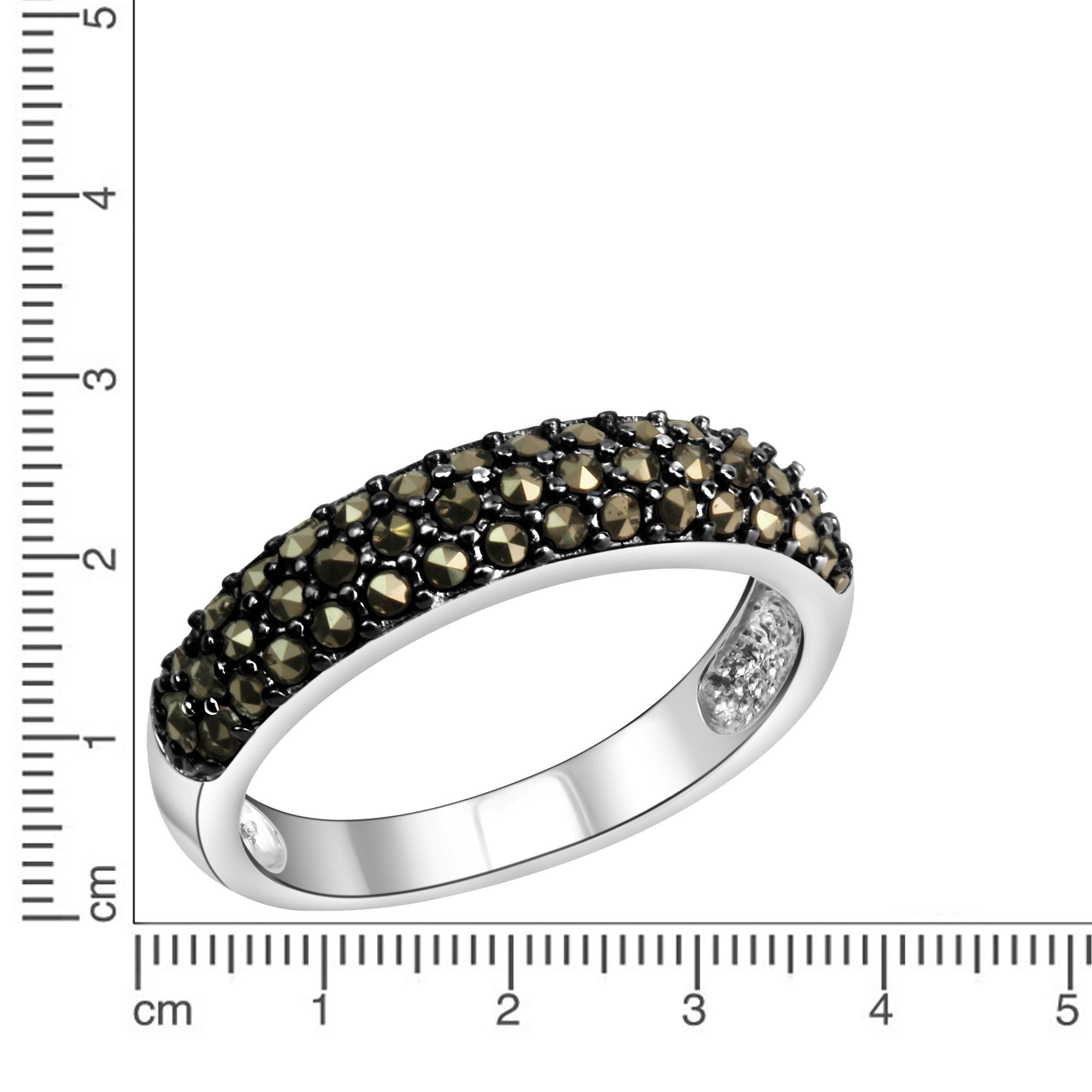 Zeeme Fingerring Silber 925 rhodiniert mit 43 Markasit-Steinen günstig online kaufen