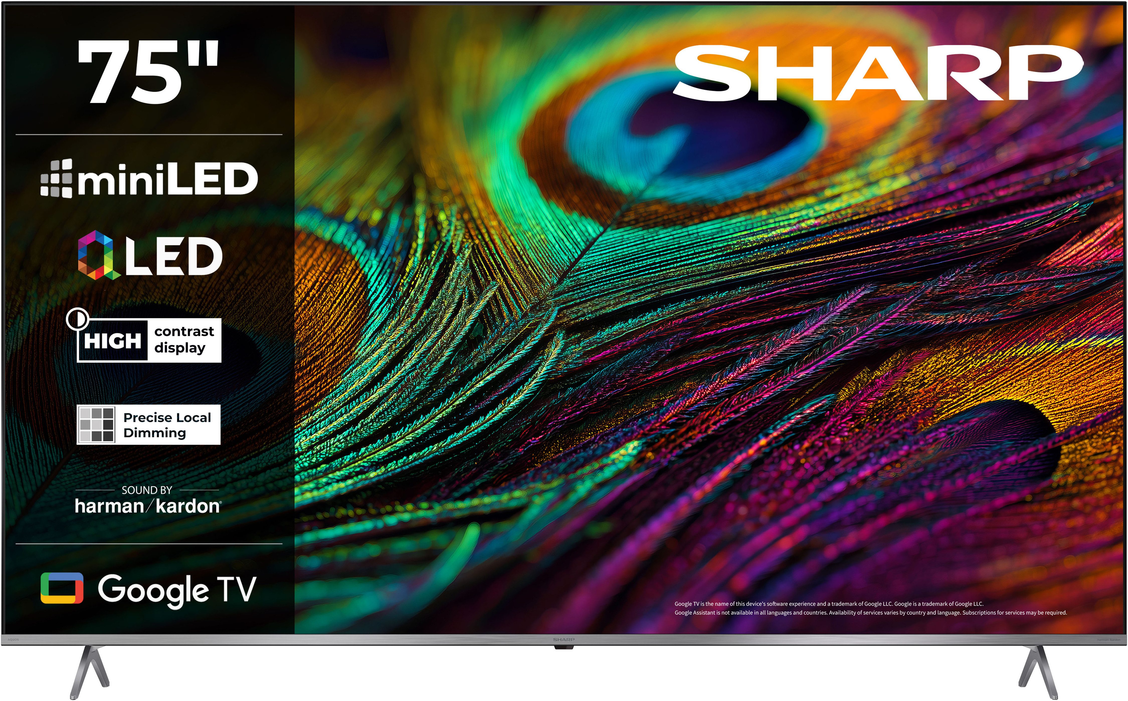 Sharp 4T-C75JPx QLED Mini LED-Fernseher (189 cm/75 Zoll, 4K Ultra HD, Google TV)