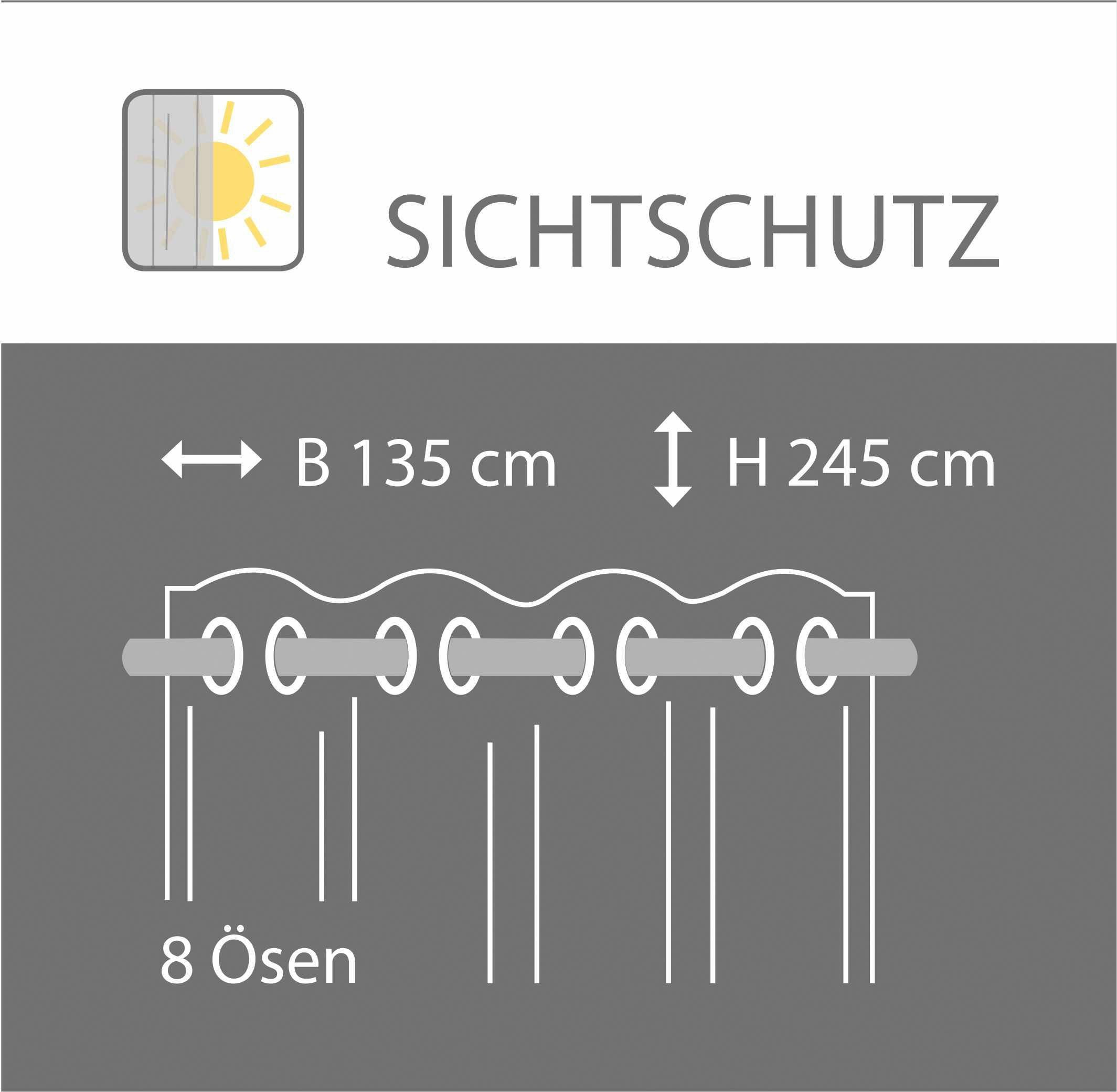 decolife, St), HxB: Ella, Ösen-Vorhang 245x135, (1 halbtransparent, Voile, Vorhang mit Ösen Querstreifen