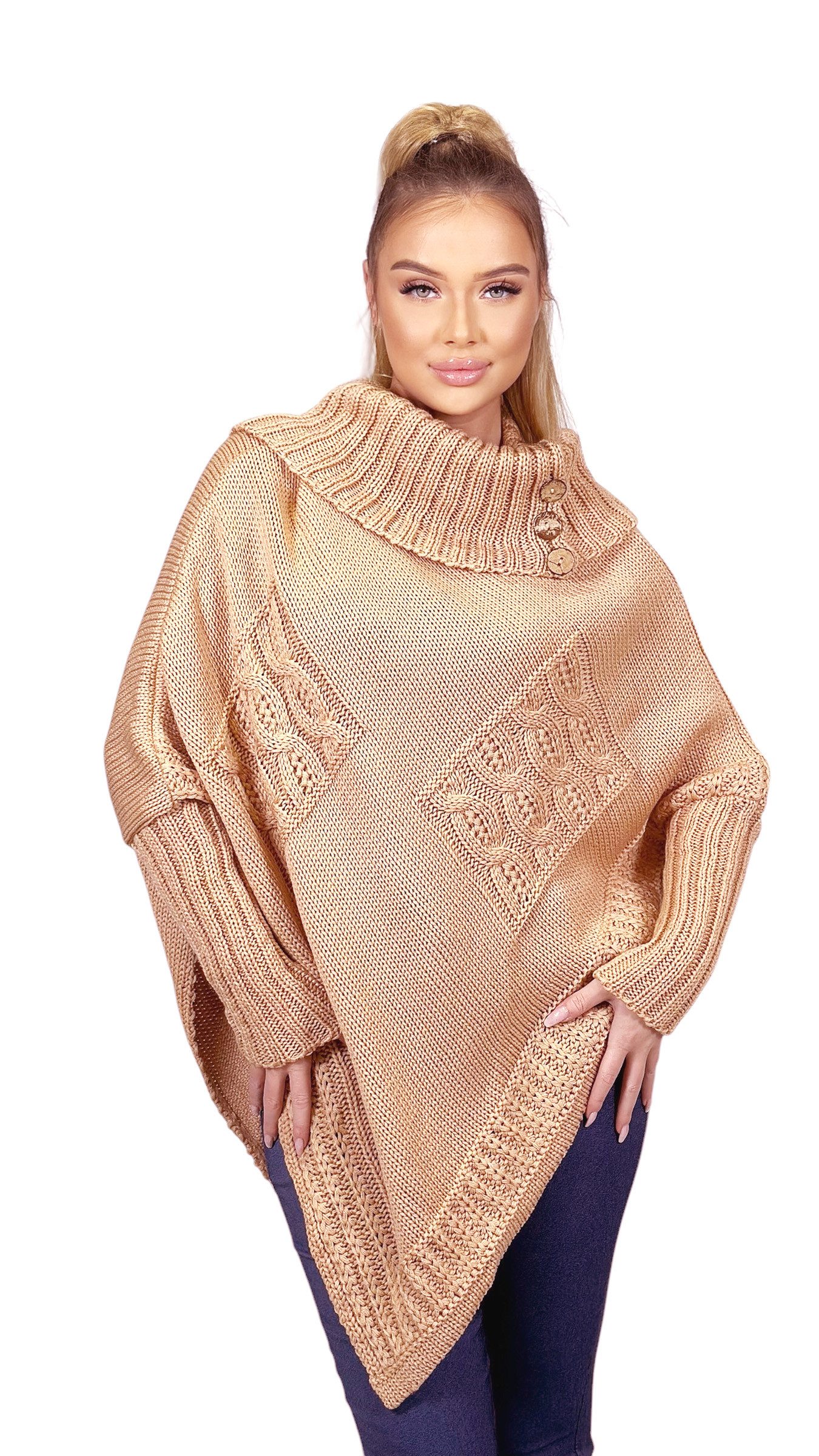 Mississhop Strickponcho Poncho Strick Sweatshirt Pullover günstig online kaufen