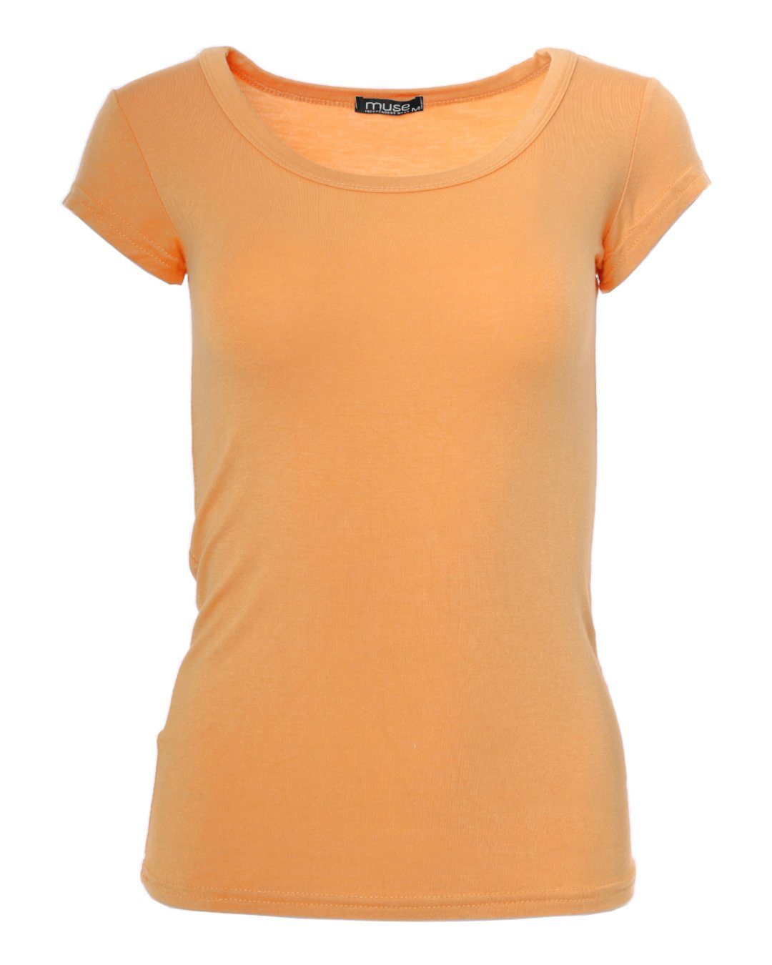 Skinny Muse Kurzarm 1001 Fit apricot T-Shirt Basic T-Shirt