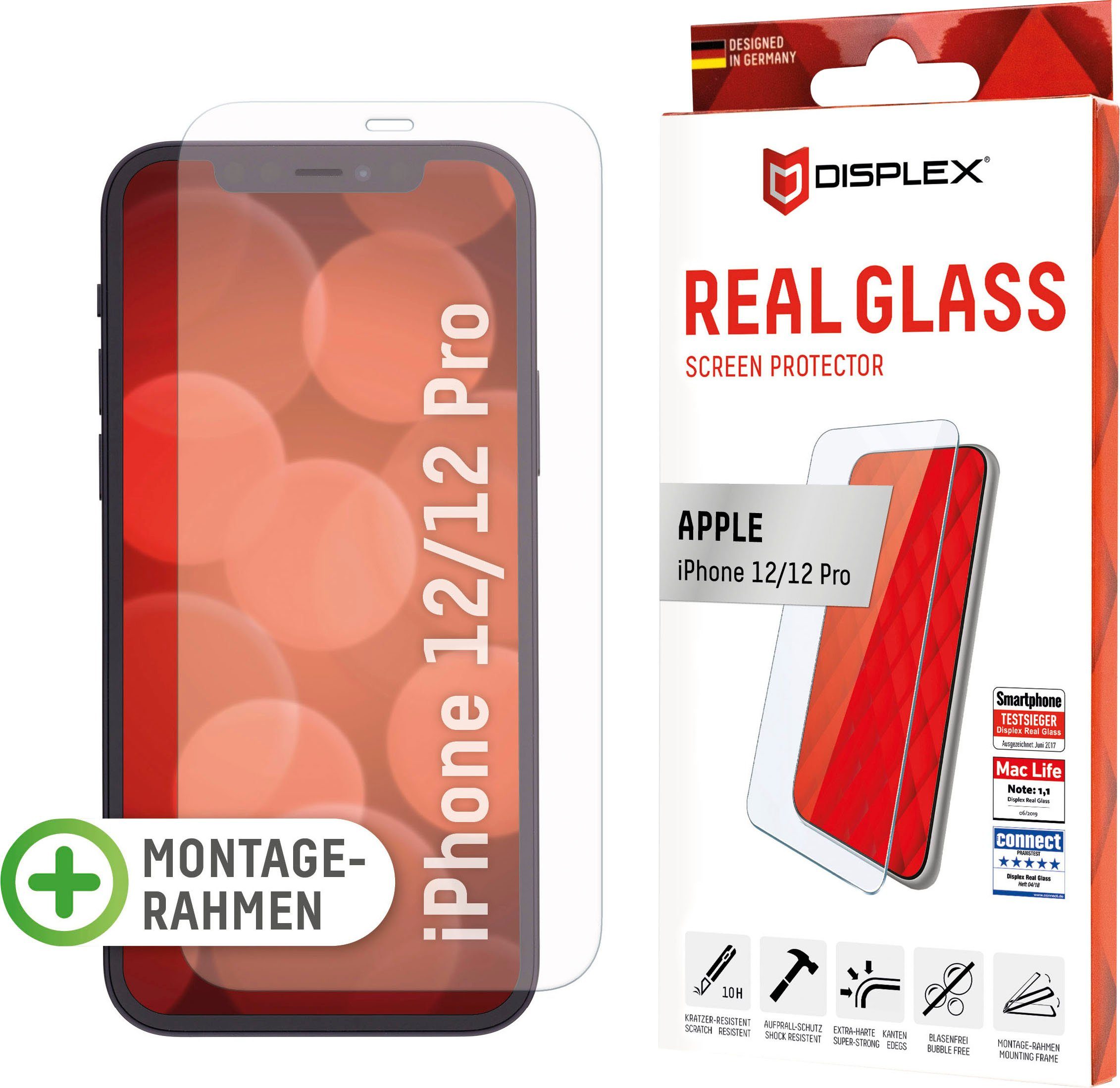Displex Displayschutzglas DISPLEX Real Glass Panzerglas für Apple iPhone 12/12 Pro (6,1) für Apple iPhone 12 / 12 Pro, 1 Stück