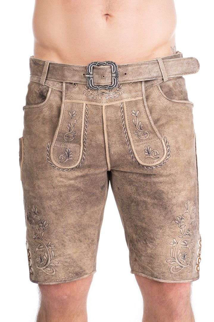 MarJo Trachtenlederhose Lederhose Herren kurz - WAIDHOFEN - teak/marine