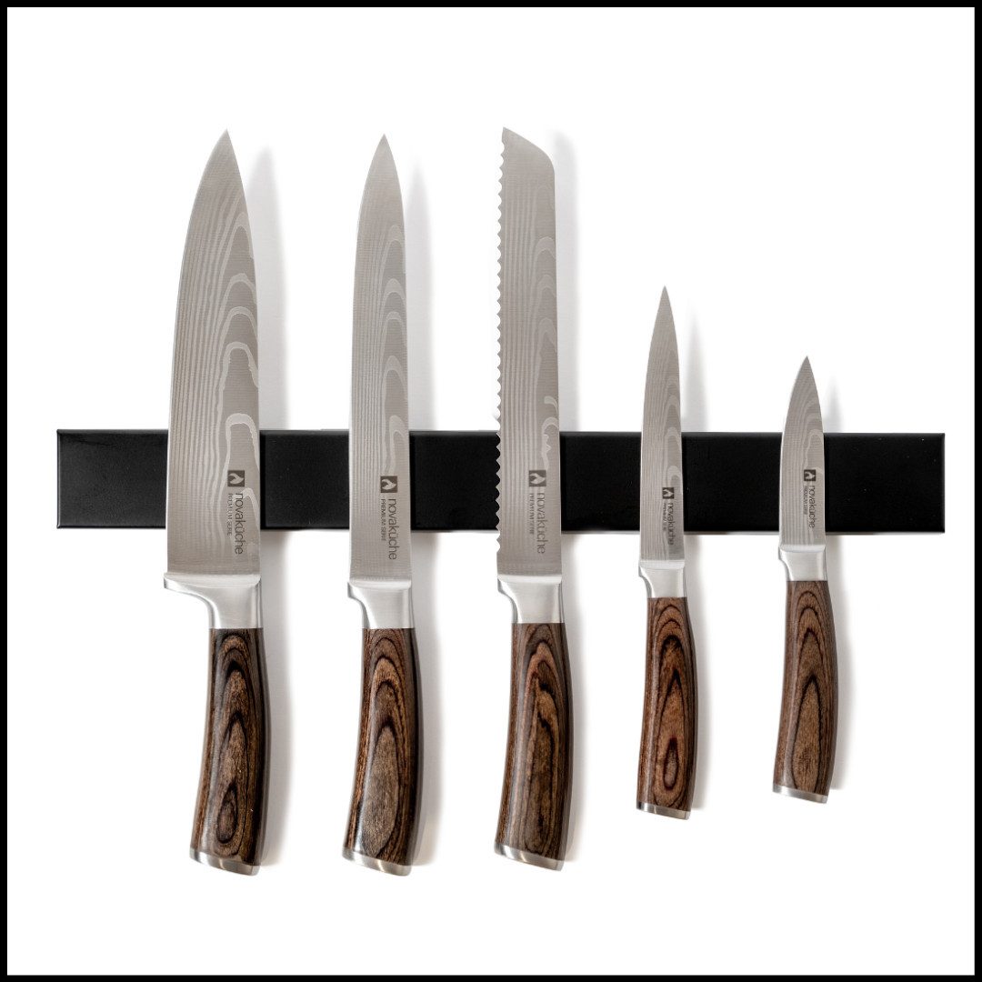 LIVINA HOME Messer-Set Messer-Set Küchenmesser, Kochmesser mit magnetische Messer-Leiste (6-tlg), Magnetleiste aus Edelstahl, inkl. Geschenk, Black Friday Sale!