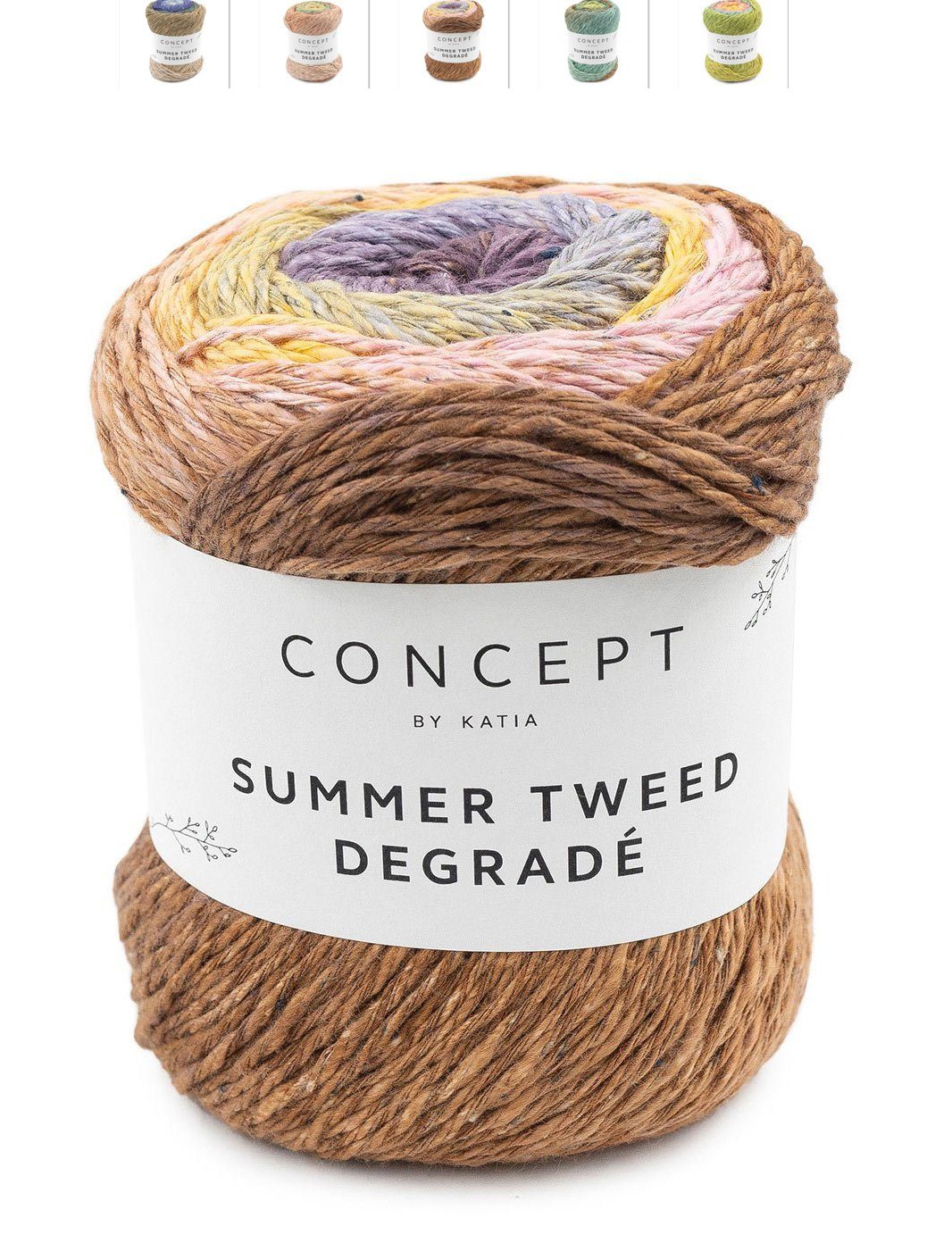 Katia Concept Summer Tweed Degradé Wolle mit Farbverlauf Häkelwolle, 185,00 m (100g Baumwollgarn mit Hanffaser, Wolle zum Stricken und Häkeln), Farbverlaufsgarn Sommerwolle in Tweedoptik