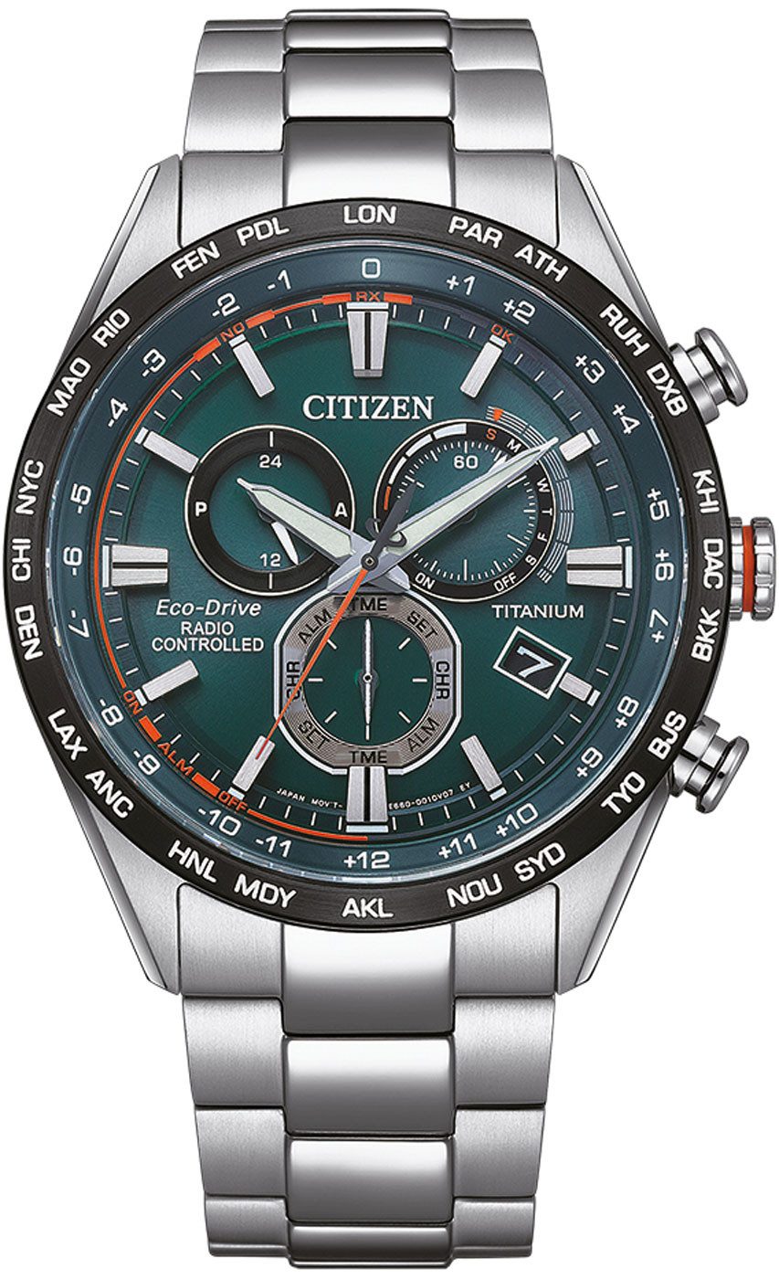 Citizen Funkuhr Herrenuhr Solar Datum Alarm - Citizen Modell: CB5946-82X