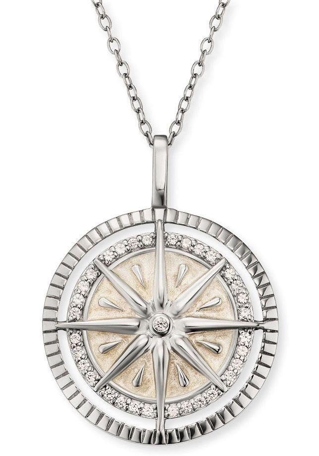 Engelsrufer Kette mit Anhänger Windrose, mit Emaille - mit Zirkonia (synth) günstig online kaufen