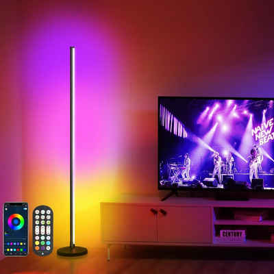 Bedee LED Stehlampe Dimmbar Stehlampe mit Fernbedienung, APP Steuerung, Musik Sync, ‎Dimmbar, LED fest integriert, LED Stehleuchte Ecklampe LED Dimmbar Leuchte Eckleuchte RGB, Stehlampe für Wohnzimmer Schlafzimmer Schwarz