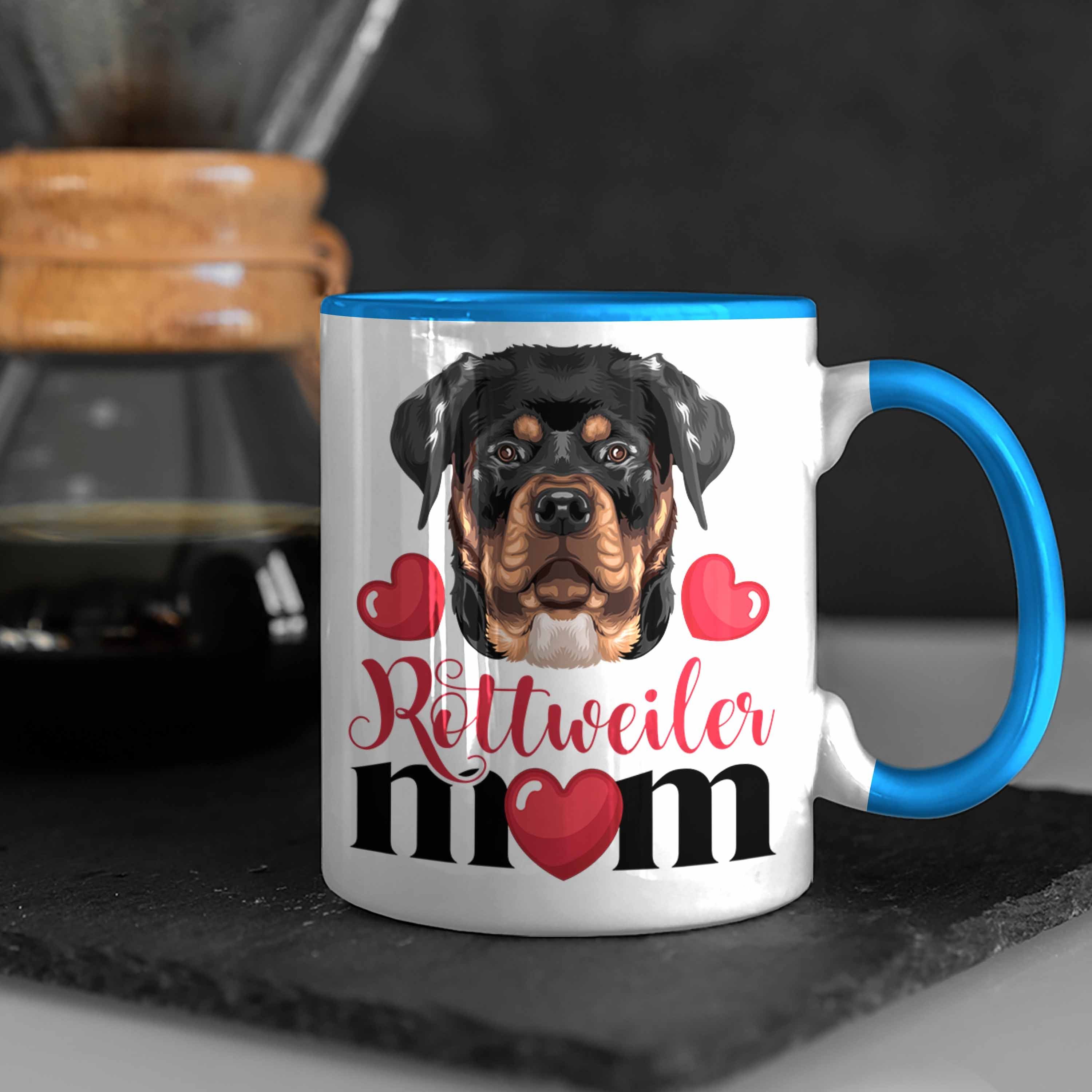 Trendation Geschenk Besitzer Tasse Blau Mom Geschenkid Tasse Spruch Mama Rottweiler Lustiger