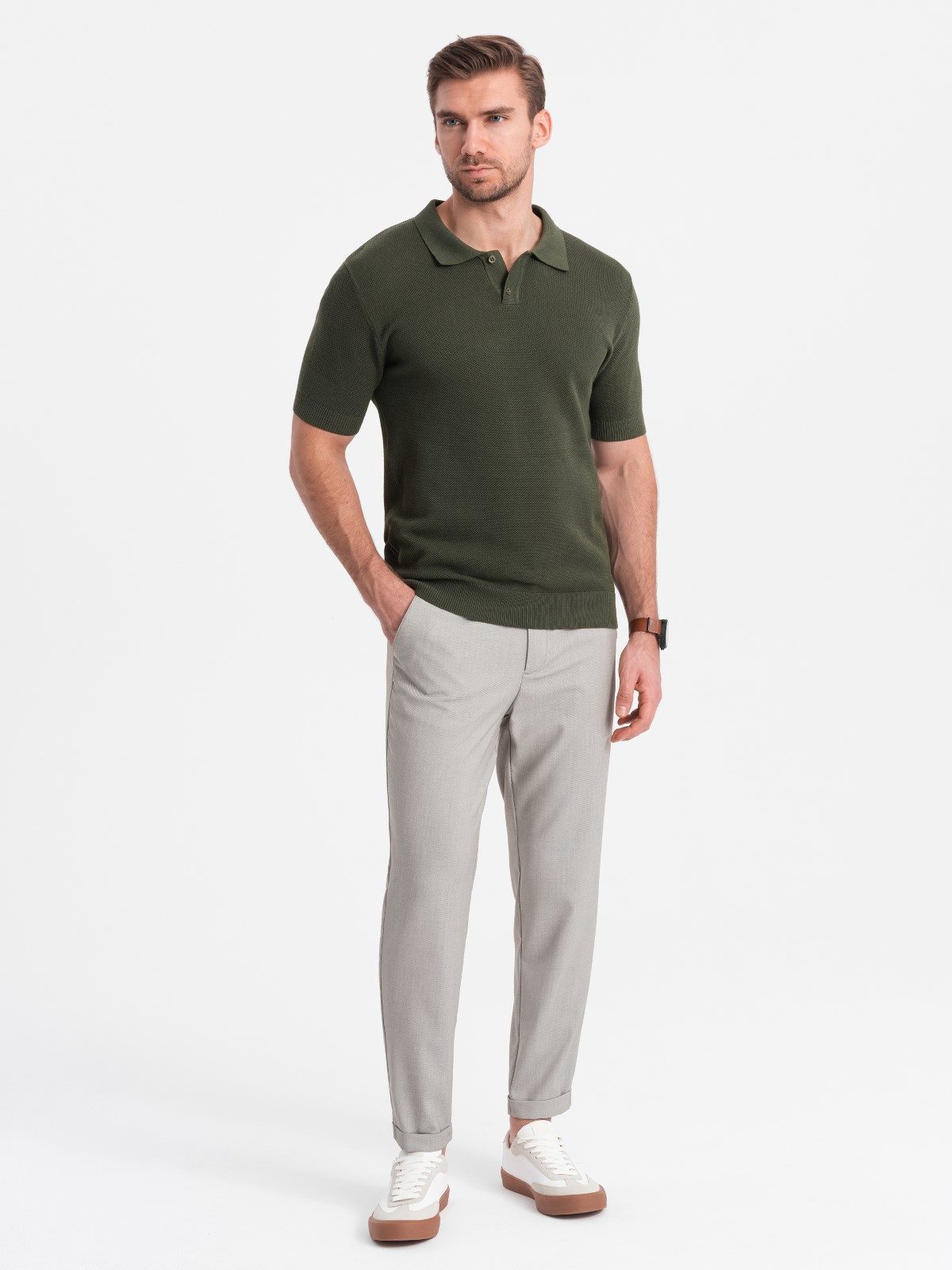 Chinohose Herren-Chinohose mit Gummibund SLIM FIT
