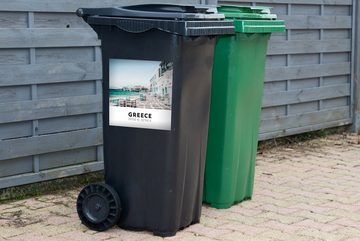 MuchoWow Wandsticker Griechenland - Meer - Terrasse (1 St), Mülleimer-aufkleber, Mülltonne, Sticker, Container, Abfalbehälter