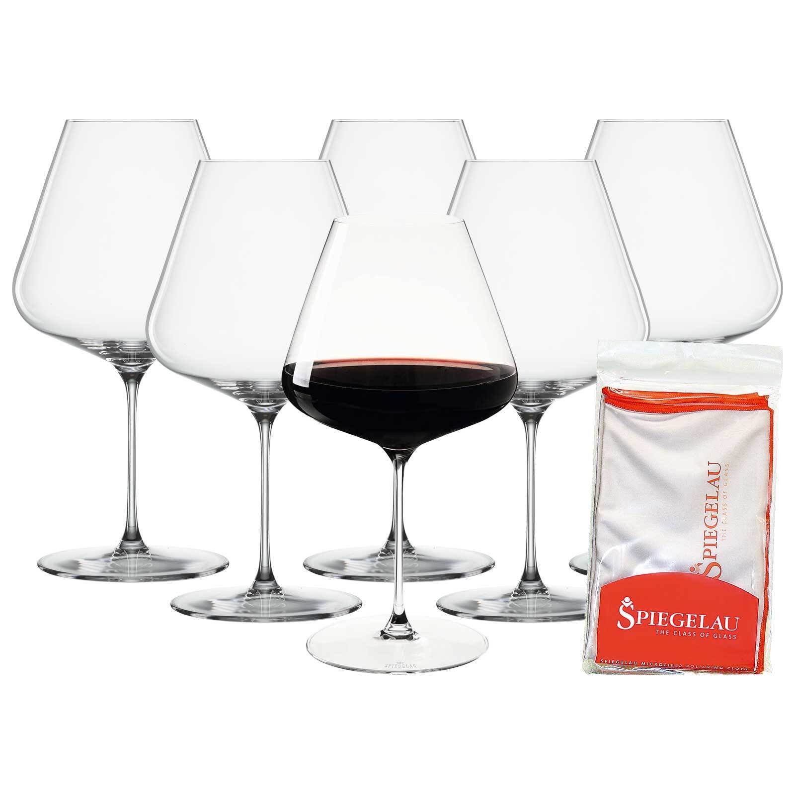SPIEGELAU Rotweinglas Definition Burgundergläser + Poliertuch 960 ml, 6-tlg., Glas