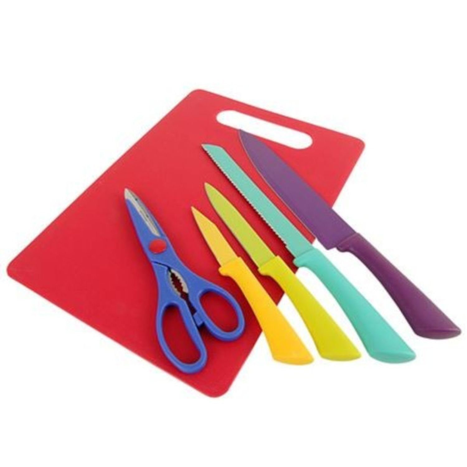 BURI Ножи-Set Ножи Set 6-tlg Schneidebrett Küchenmesser Brotmesser Kochmesser Allz