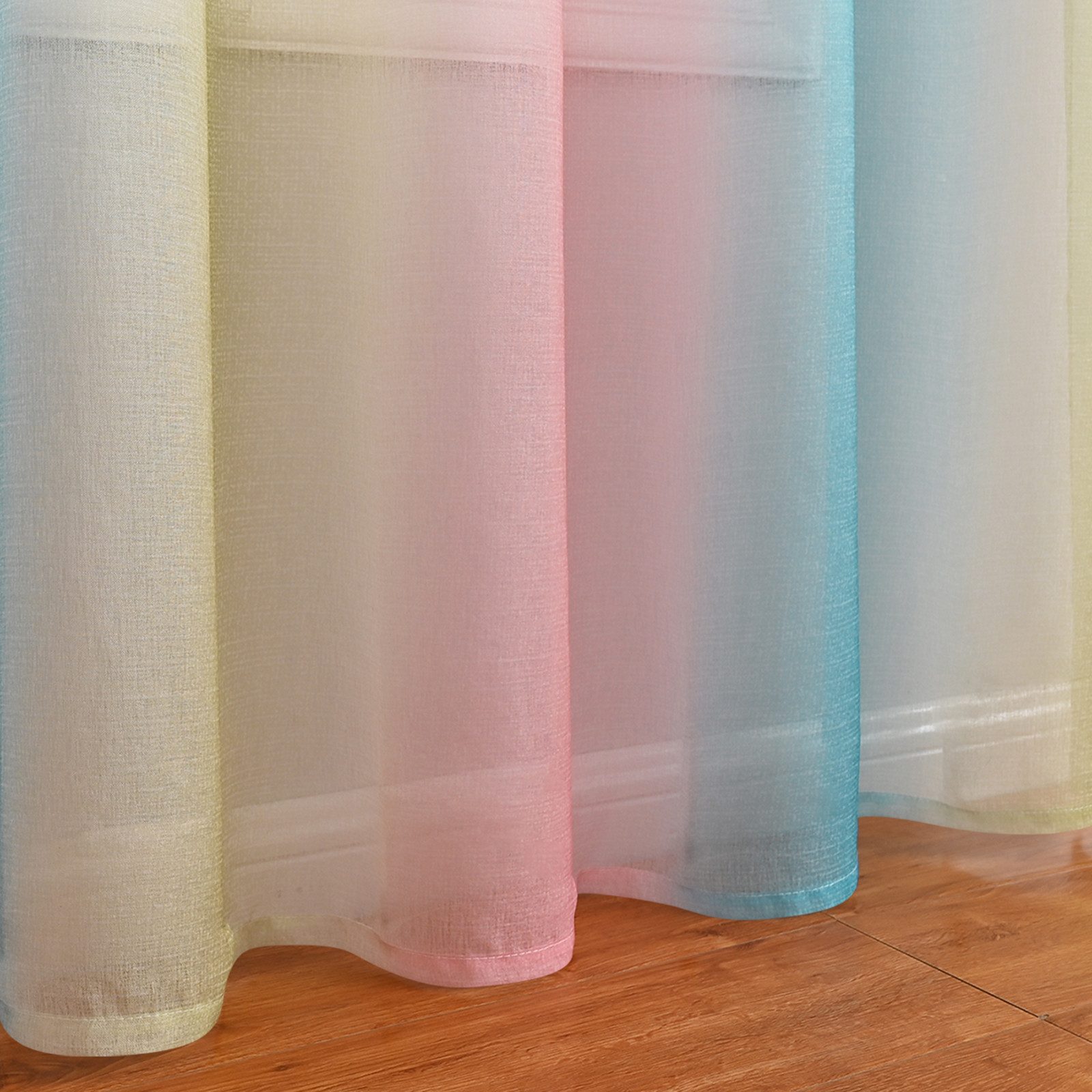 BTTO V&G Scheibengardine 1/2er Set Vorhang, Ösen Gardine Transparente Voile Fensterschal (1 St), Vorhang Farbverlauf