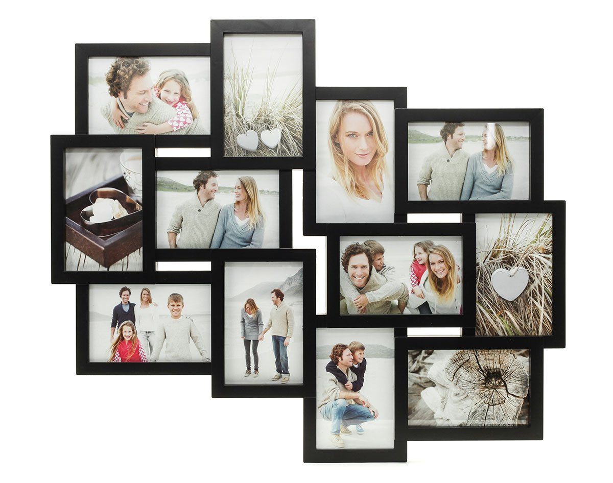 Levandeo® Bilderrahmen Collage, Bilderrahmen Schwarz 12 Fotos 10x15 Fotogal günstig online kaufen