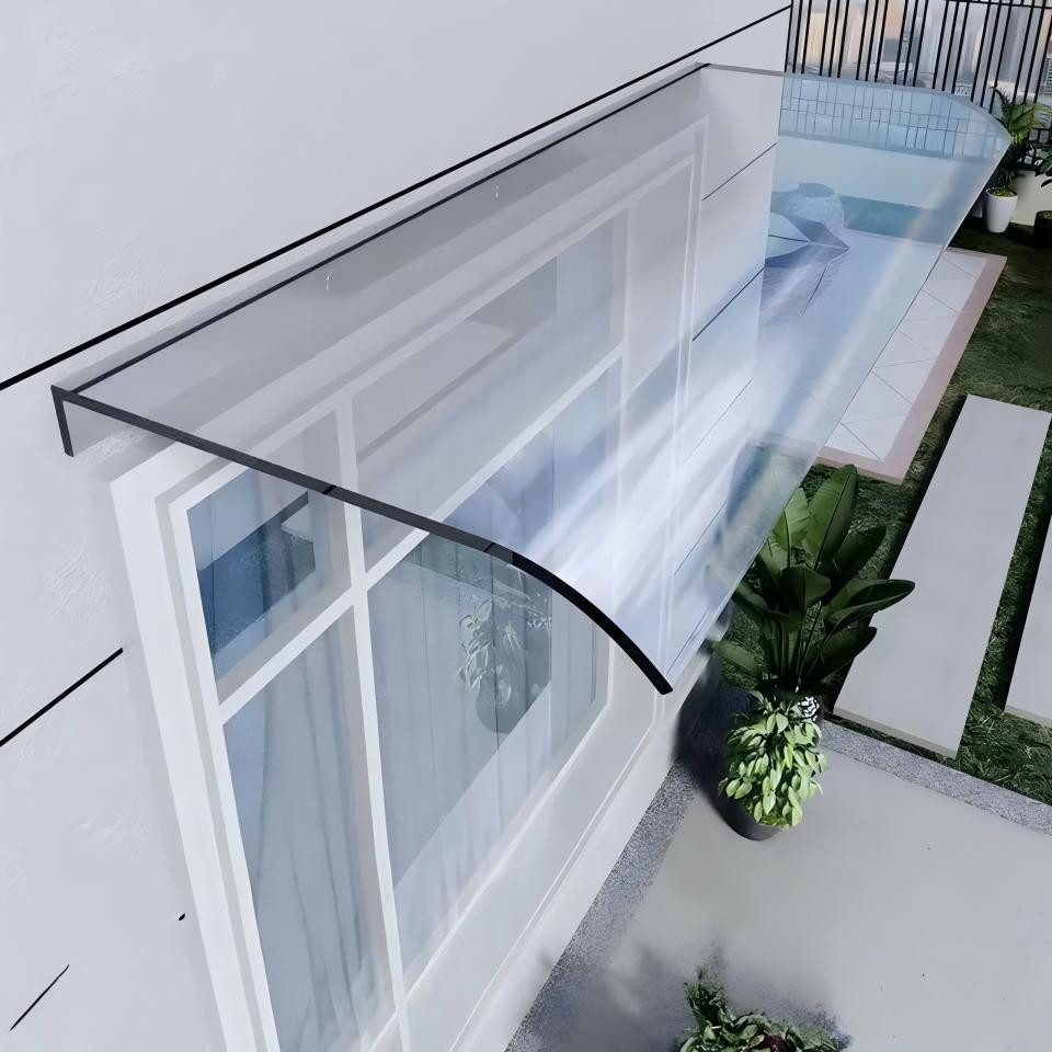 DARDVORLAG Vordach Haustür Überdachung, Pultvordach, Türdach, 34x100cm (1 St), aus Polycarbonat-Material, inklusive Zubehör