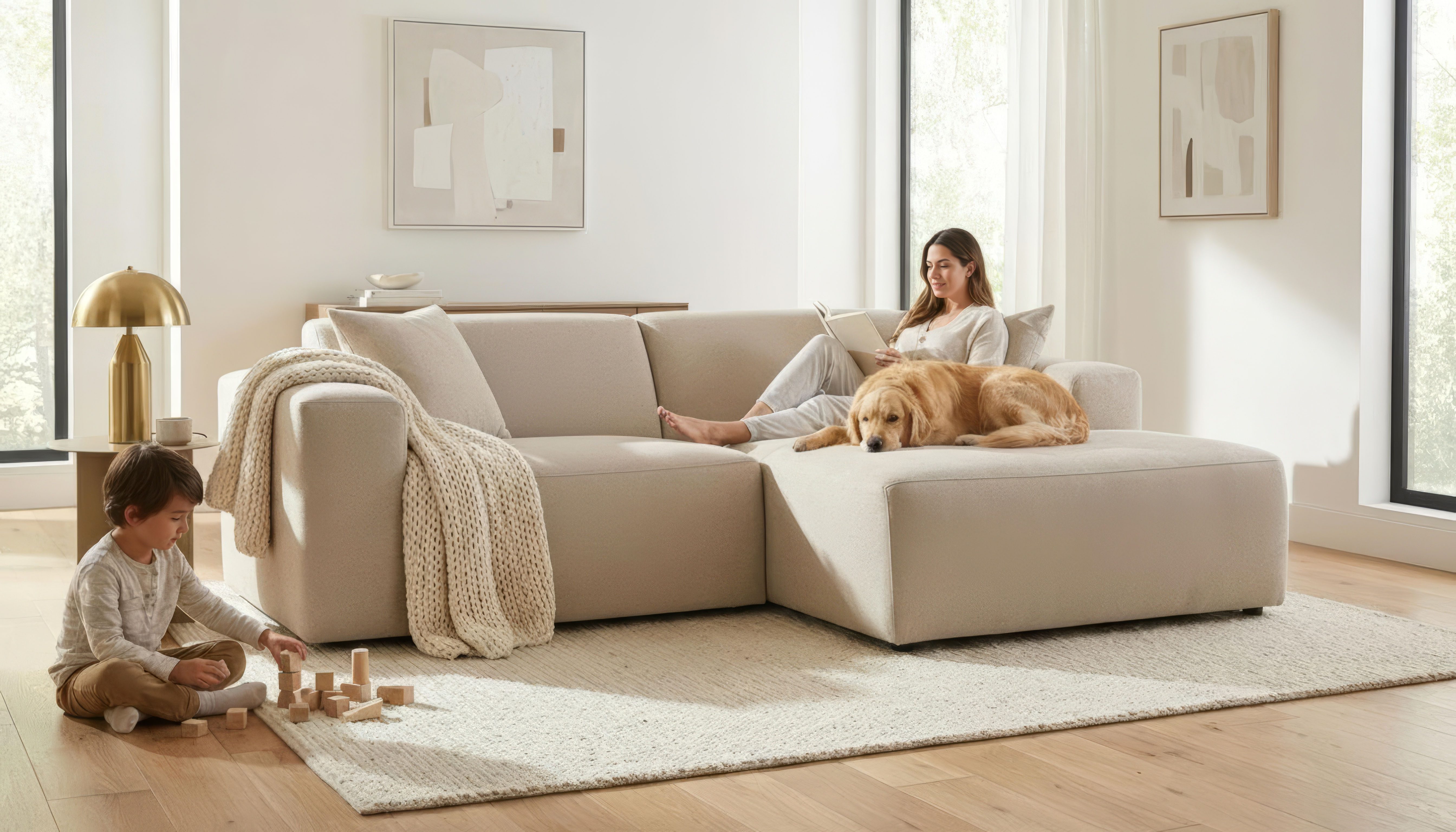 OTTO home Ecksofa Koa, 228 cm, L-Form, Modulsofa in Cord, Chenille, Struktur, Webstoff, Designsofa, weicher Lounge-Sitzkomfort, Welleunterfederung, bodentief