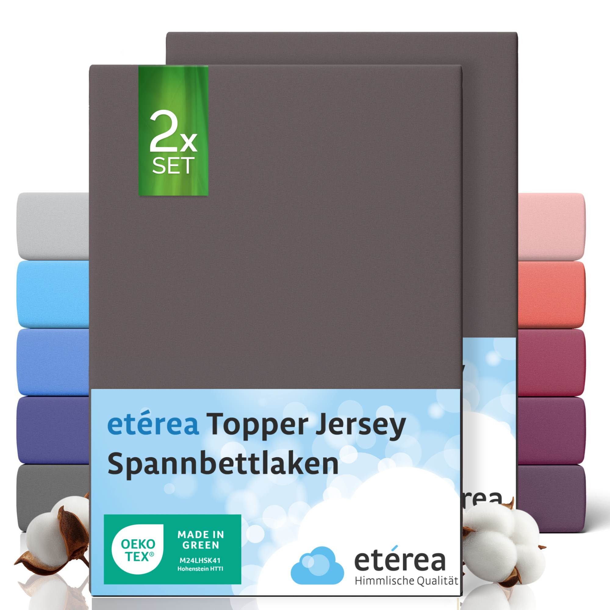 etérea Himmlische Qualität Spannbettlaken 2x etérea Comfort Jersey Topper Spannbettlaken, Jersey, Gummizug: rundum, (2 Stück)