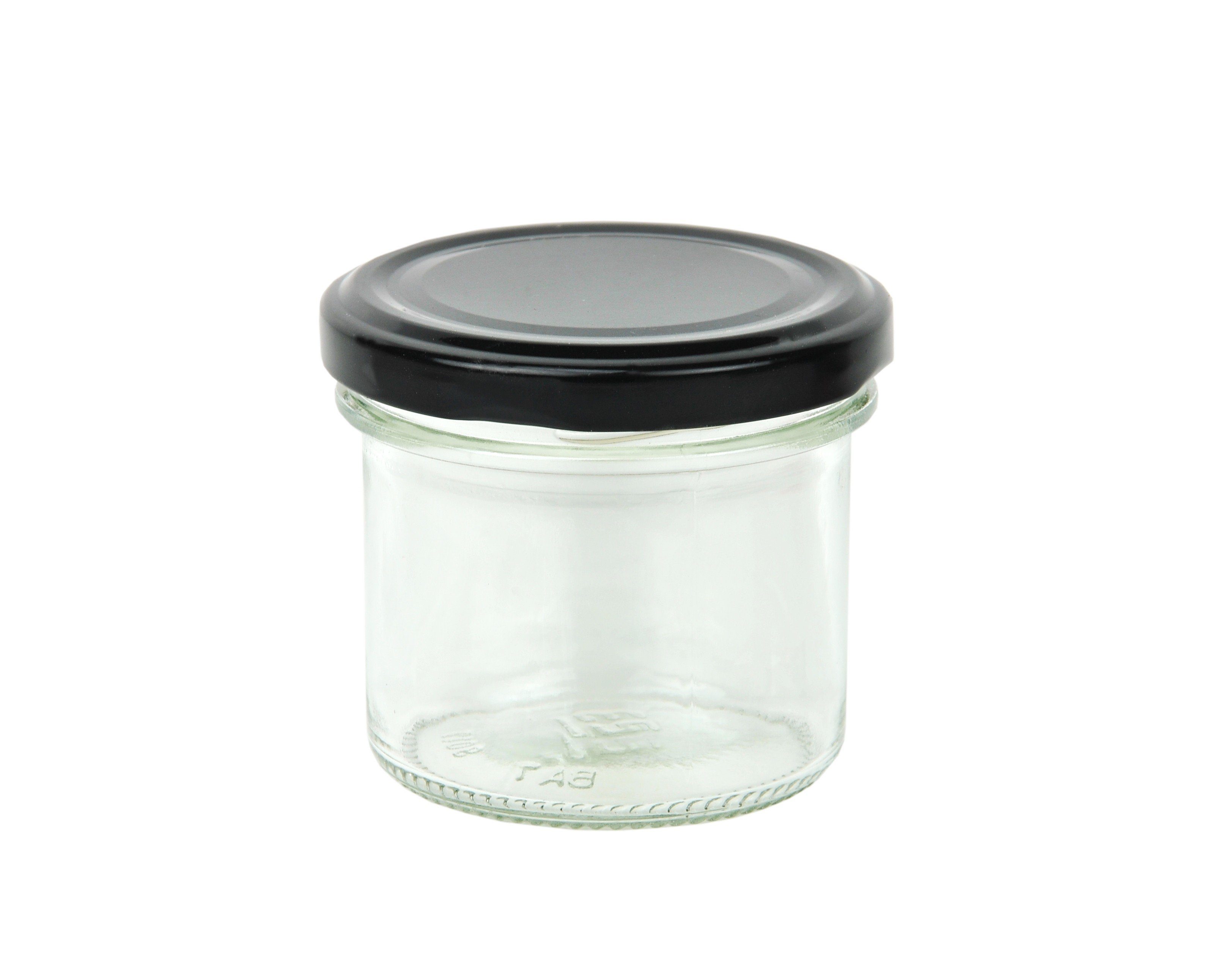 Glas MamboCat Set 48er Rezeptheft, 66 Deckel schwarzer Sturzglas 125 ml Einmachglas To incl.