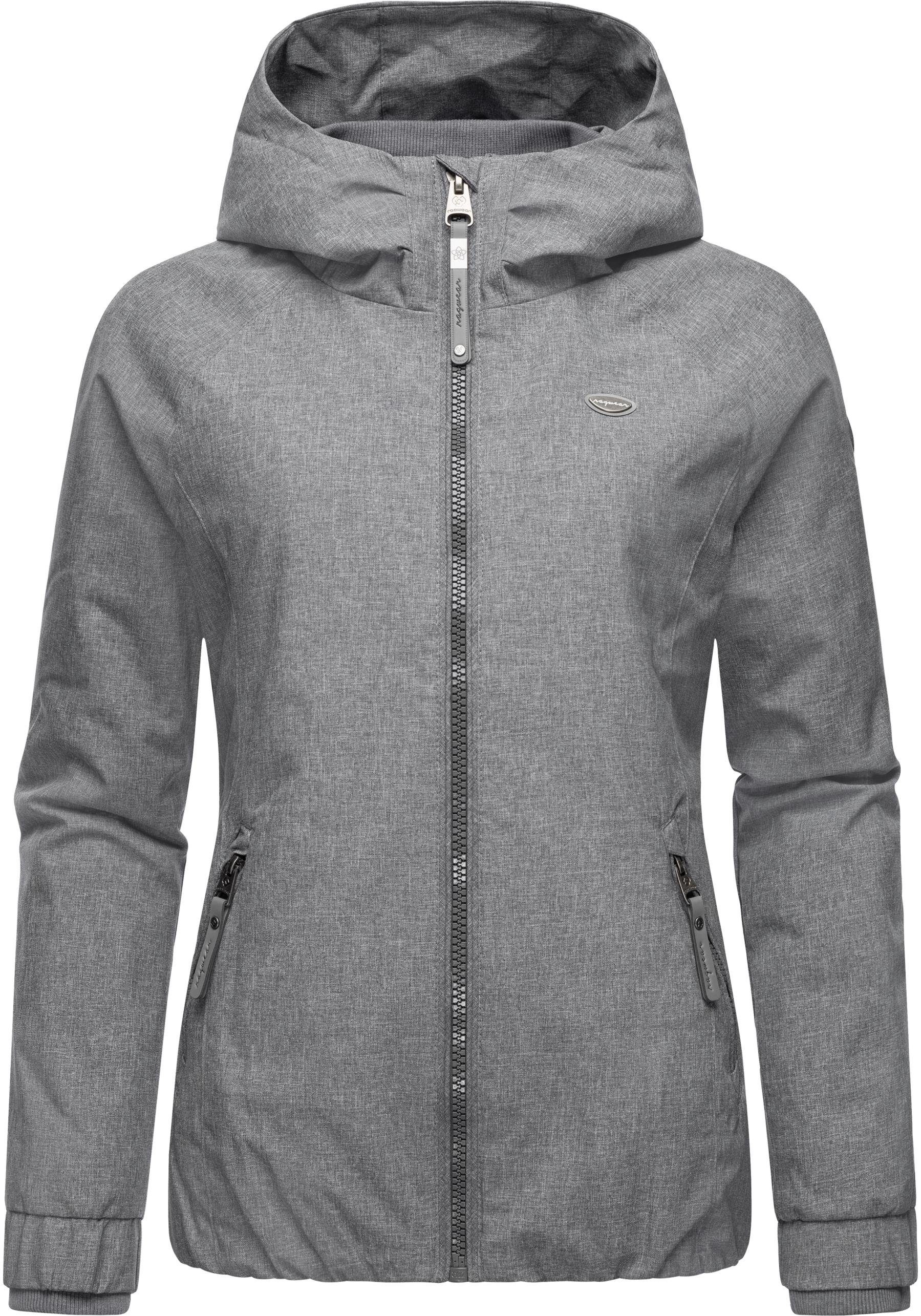 mit Winter Kapuze für Winterjacke Dizzie den Ragwear Outdoorjacke grey wasserdichte Winter