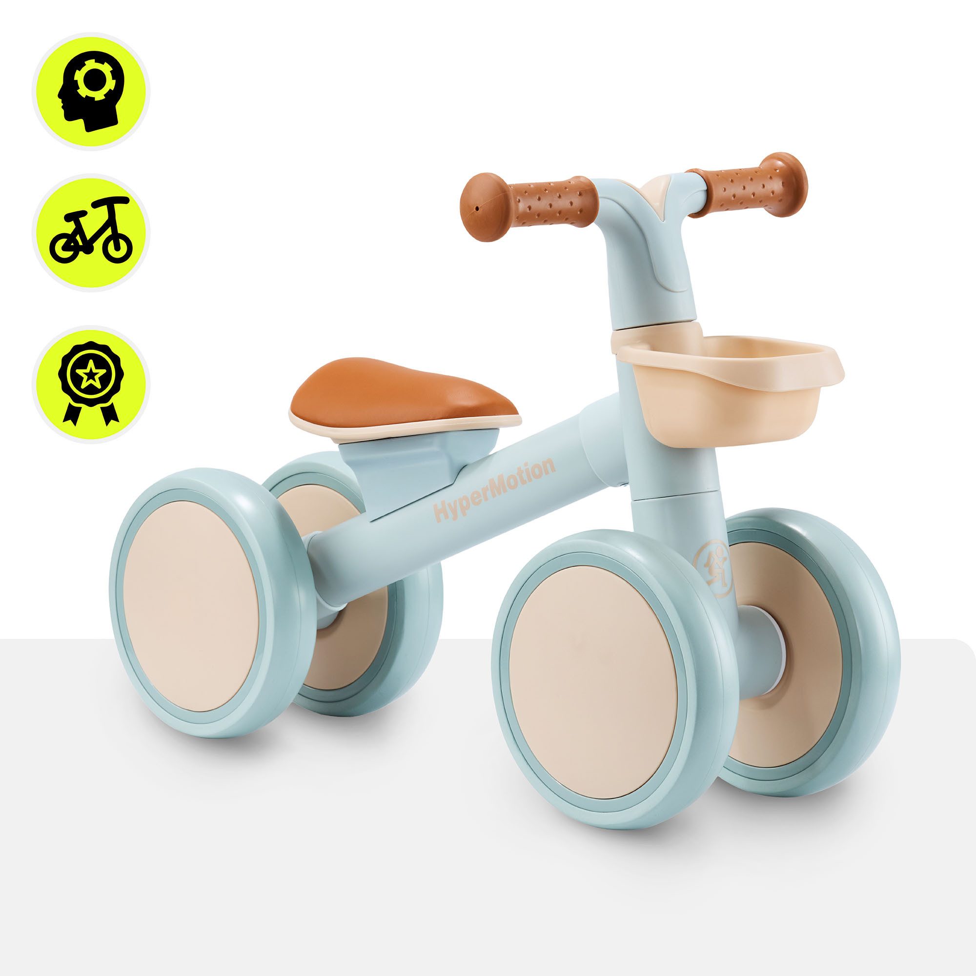 HyperMotion Kinderfahrrad HyperMotion TOBI MINI Laufrad 4-rädrig mit Korb, blau – Bild 2 von 5