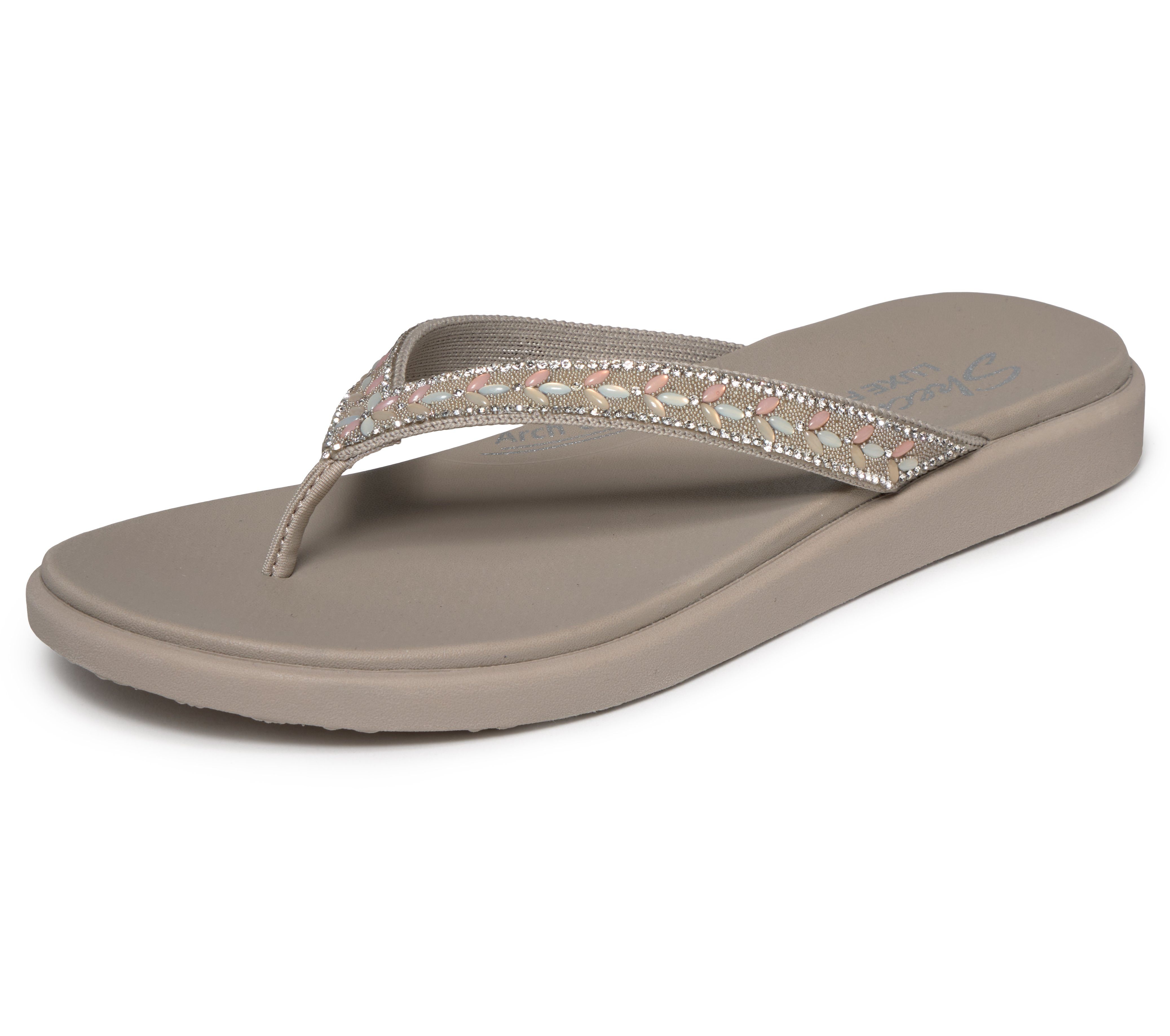 Skechers MEDITATION LUXE- Zehentrenner Strandschuh, Sommerschuh, Badeschuh mit Glitzersteinchen