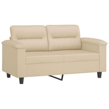 vidaXL Sofa 2-tlg. Sofagarnitur mit Kissen Creme Mikrofasergewebe