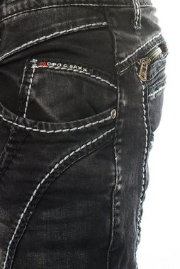 Cipo & Baxx Regular-fit-Jeans Herren Jeans Hose mit aufwendiger Nahtstruktur und Waschung Dicke Kontrastnähte