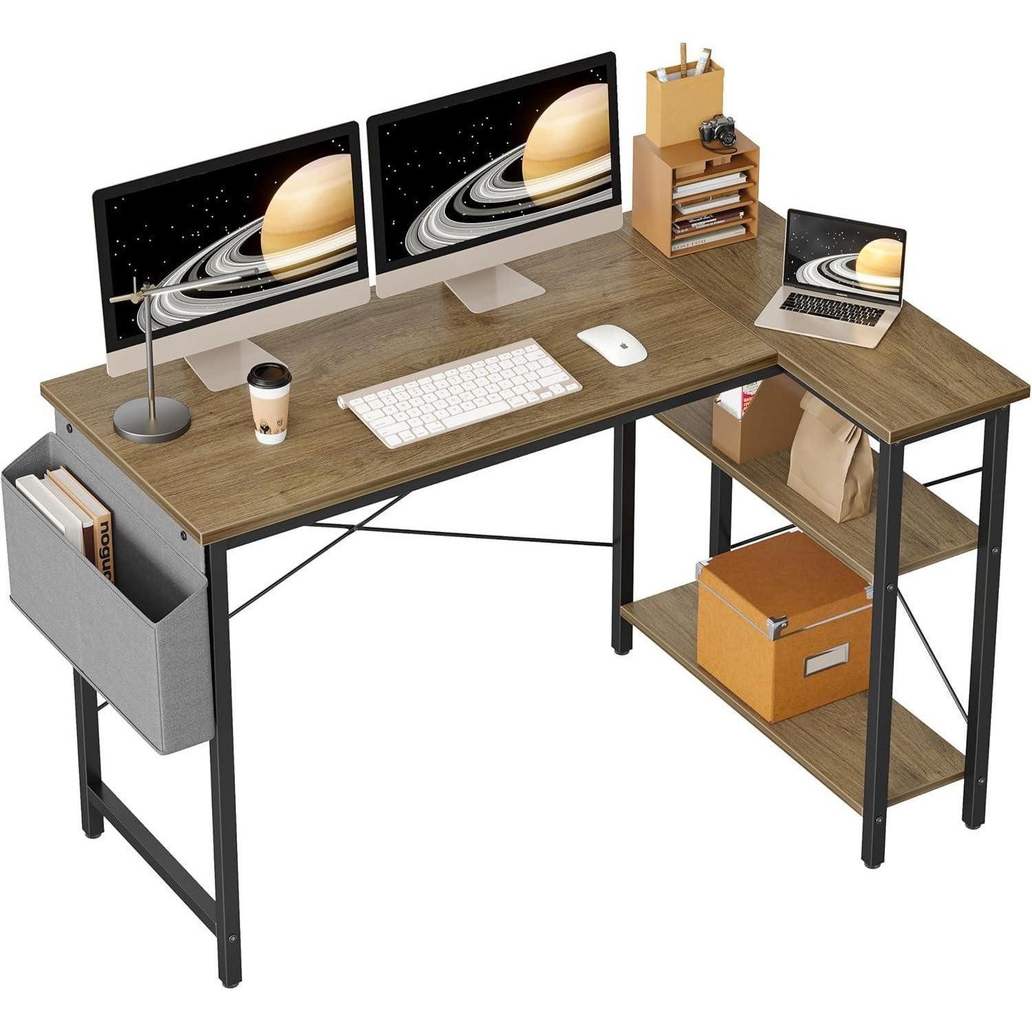 LuxusKollektion Gamingtisch Schreibtisch L Form 120x70 Ecktisch Gaming PC Ablage 120 x 70 cm Braun