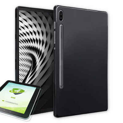 Wigento Tablet-Hülle Für Samsung Galaxy Tab S7 Plus T970N / T976B / Tab S7 FE Schwarz Hülle Tasche Cover + H9 Hart Glas