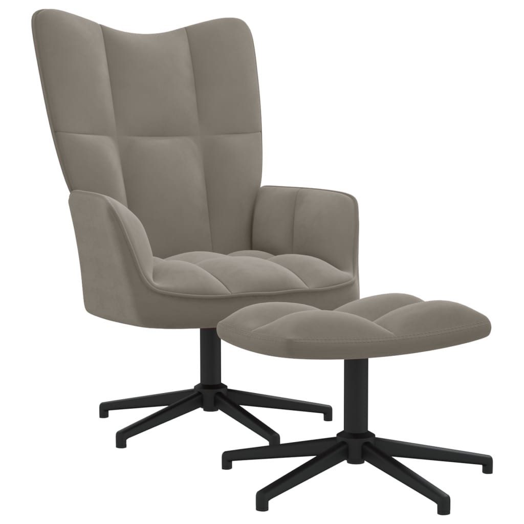Sessel Drehsessel Drehstuhl Relaxsessel Sessel Bürostuhl mit Hocker Hellgrau