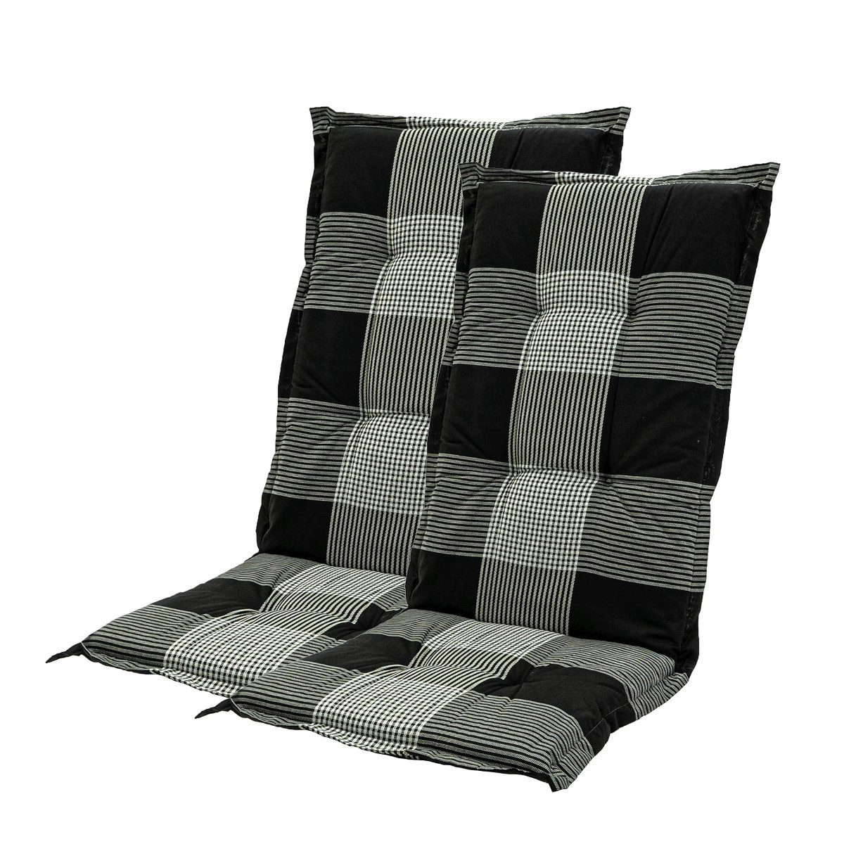 Madison Polsterauflage Hochlehner Polsterauflage Grau Schwarz kariert 8cm 2-teilig