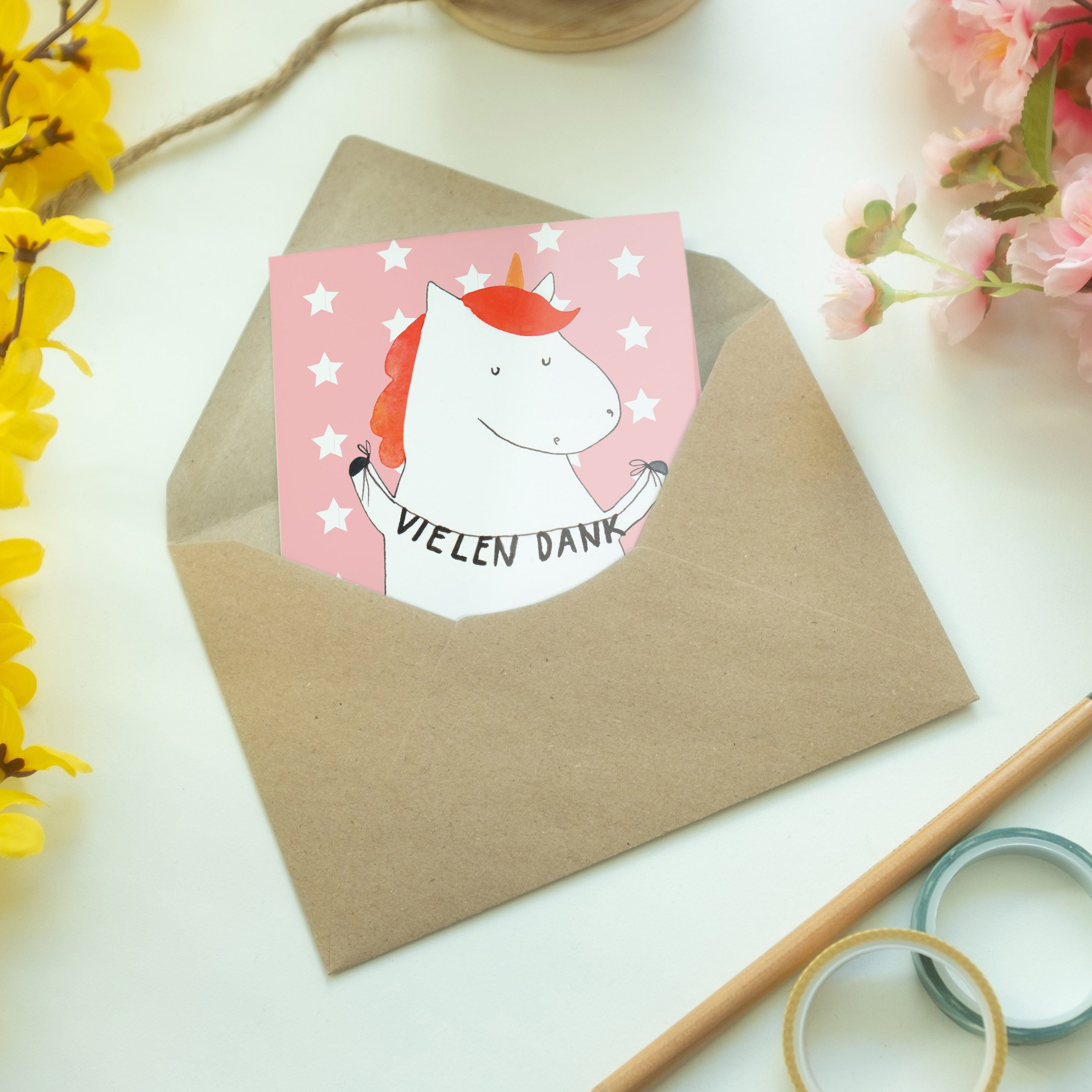 Geschenk, Klappkarte, & - Grußkarte Vielen Rot Panda Mr. Mrs. Dankeschön Pastell Dank Einhorn -