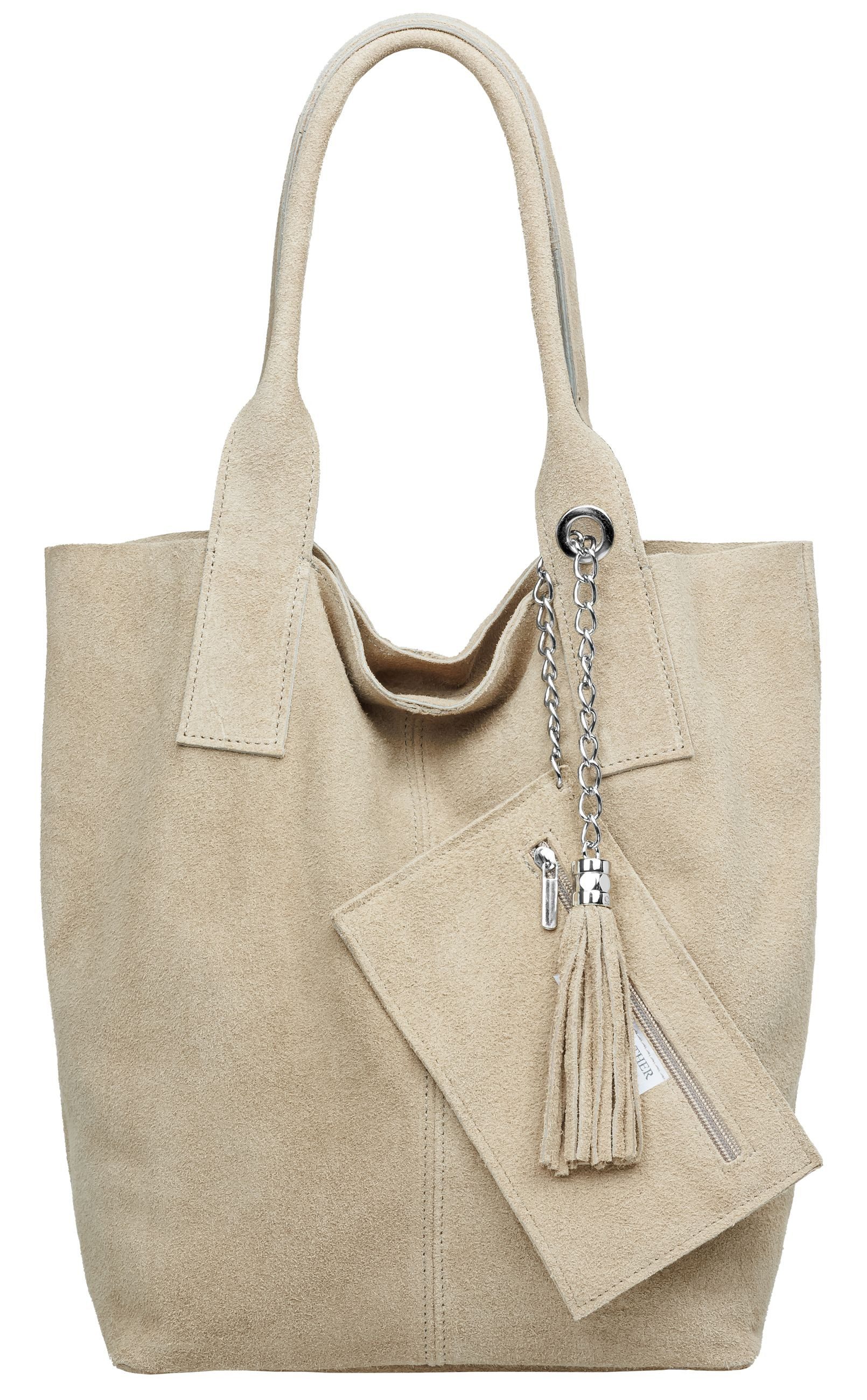 Schultertasche große Wildleder Shopper Damen Tasche - CLASSIC LINE - Modell No.828