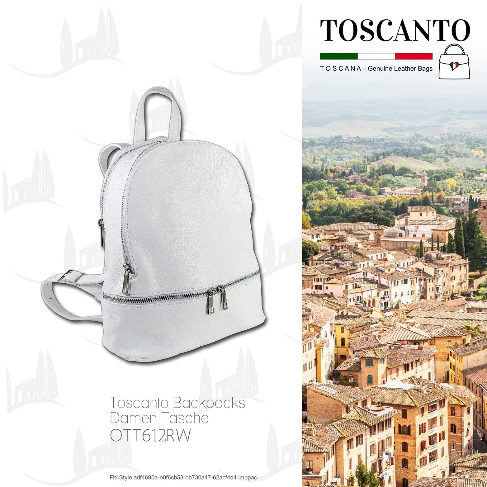 Toscanto Cityrucksack Toscanto Cityrucksack Freizeit (Cityrucksack), Damen Tasche Echtes Leder weiß, Made-In Italy
