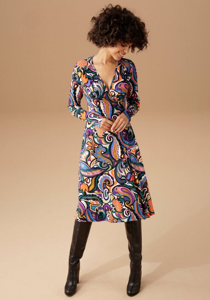 Aniston CASUAL Jerseykleid mit farbenfrohem, graphischen Blumen- und  Paisley-Druck