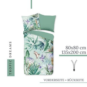 Bettwäsche Blumen 135x200 + 80x80 cm, 100 % Polyester, florales Muster, MTOnlinehandel, Mikrofaser, 2 teilig, Wende-Bettwäsche mit Blumen-Design