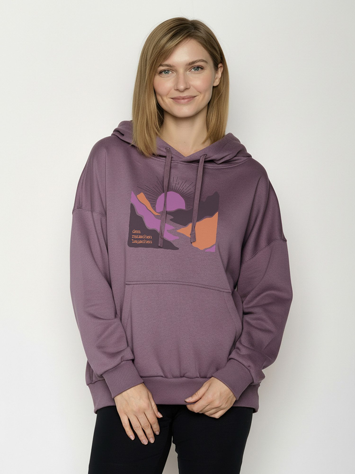 GreenBomb Hoodie Mello River Sundown (1) weitgeschnittener Hoodie, Oversized Fit, aufgesetzte Fronttasche