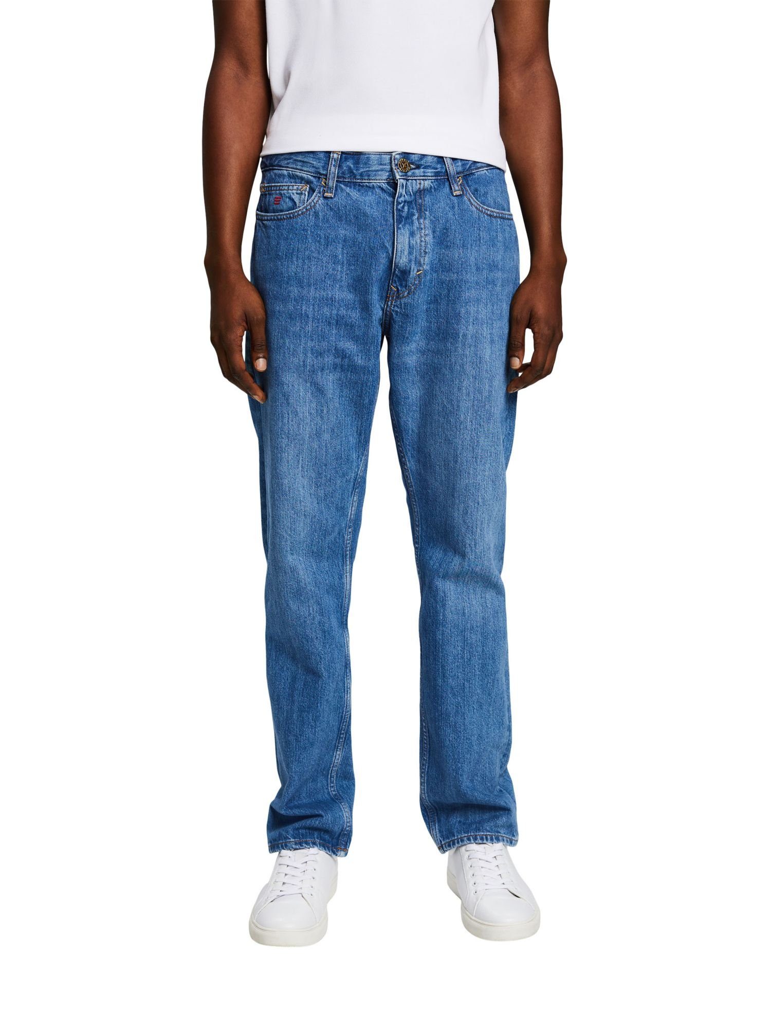Jeans Esprit Straight-Jeans Bundhöhe Bein und mittlerer geradem mit