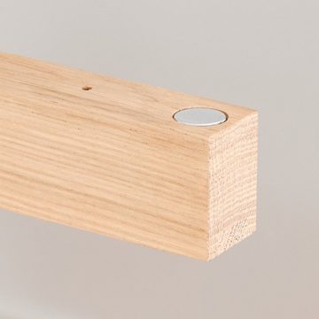 hofstein Pendelleuchte dimmbare Hängelampe aus Holz/Metall/Kunststoff in Natur/Weiß, LED fest integriert, Höhe max. 111cm, dimmbar über An-/Ausschalter, LED 31,5 Watt