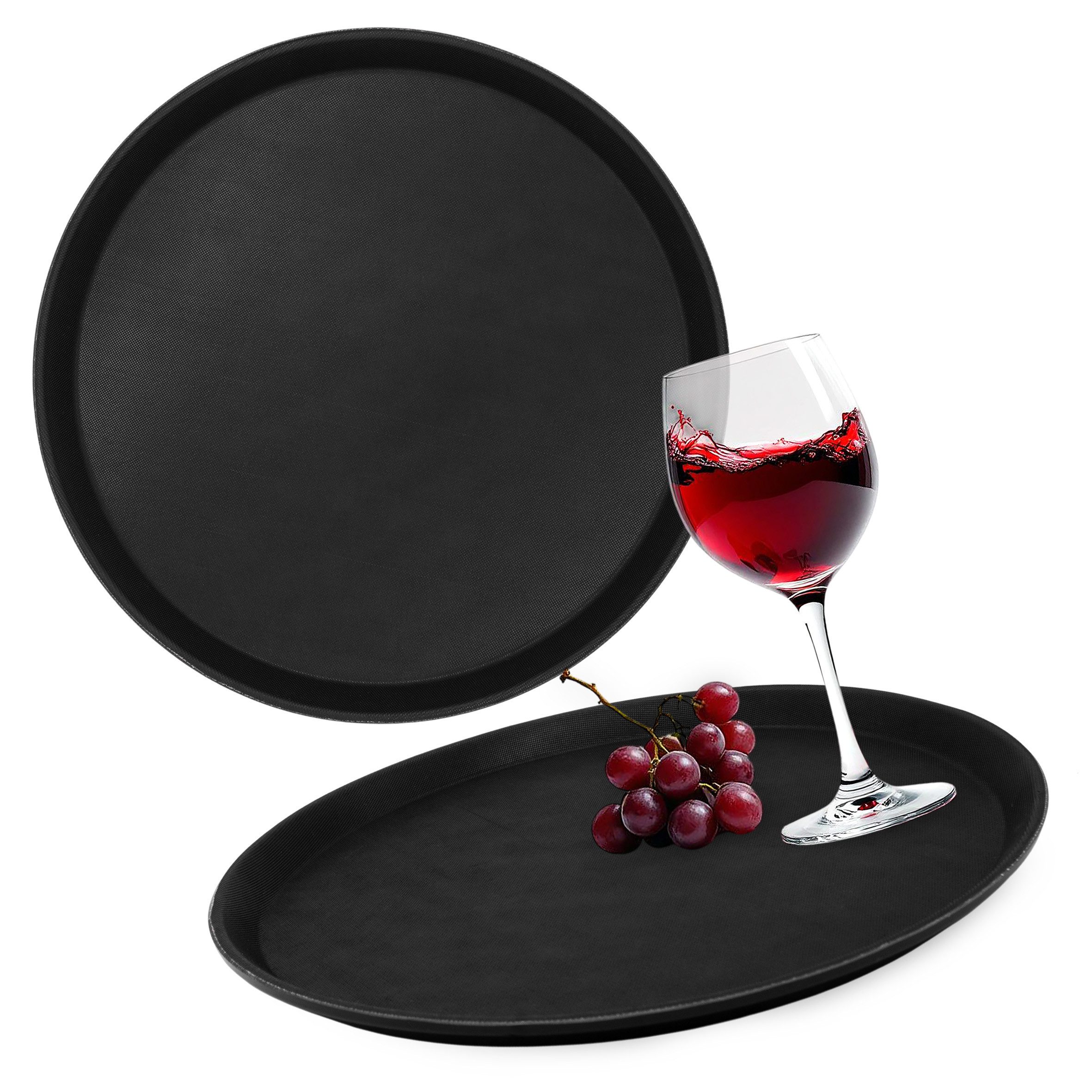 Tablett Serviertablett rutschfest rund schwarz wiederverwendbar - Ø 35 cm