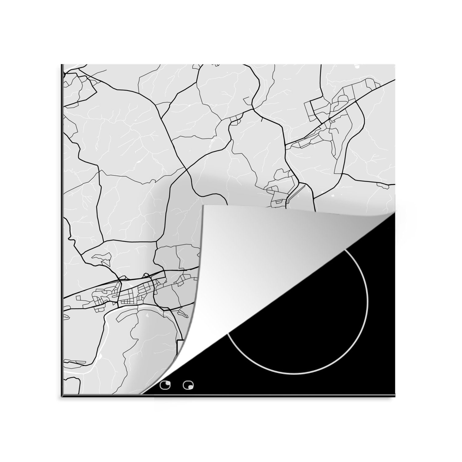 Iserlohn Stadtplan Herdblende-/Abdeckplatte Ceranfeldabdeckung, MuchoWow tlg), für - Arbeitsplatte cm, Karte, (1 küche Karte - 78x78 - Deutschland Vinyl, -