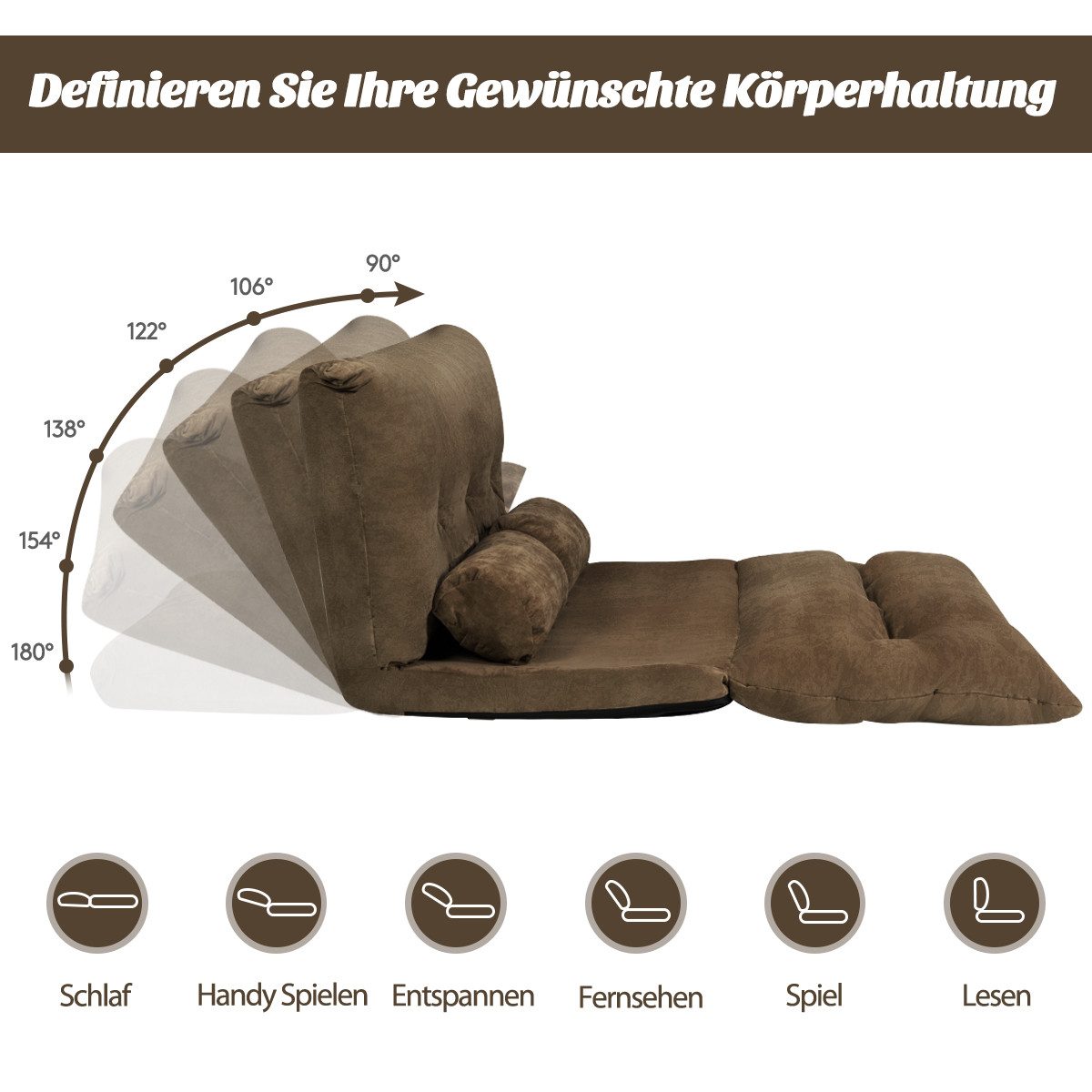 COSTWAY Schlafsofa, Bodensofa Sofabett klappbar, Bodensessel für wohnzimmer