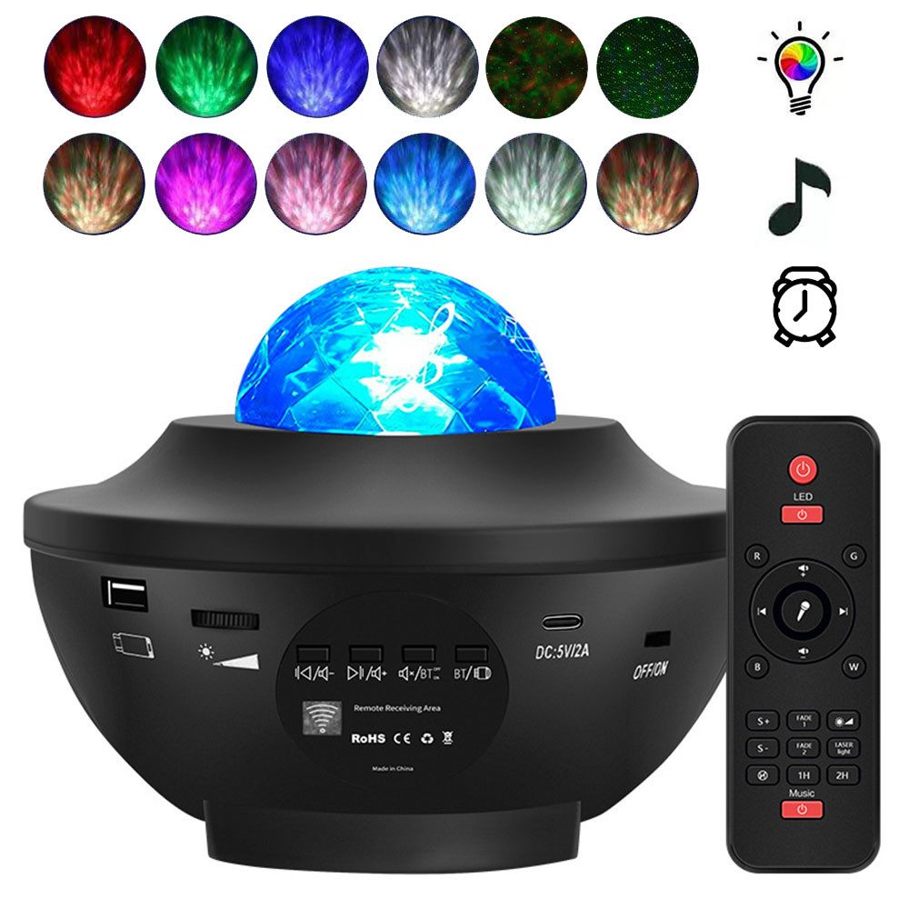 Merry 2024 LED Sternenhimmel Projektor,Galaxy Sternenhimmelprojektor,21 Lichtmodi LED-Beamer (Lampe Sternenhimmel mit Bluetooth/Musik Lautsprecher/Timer)